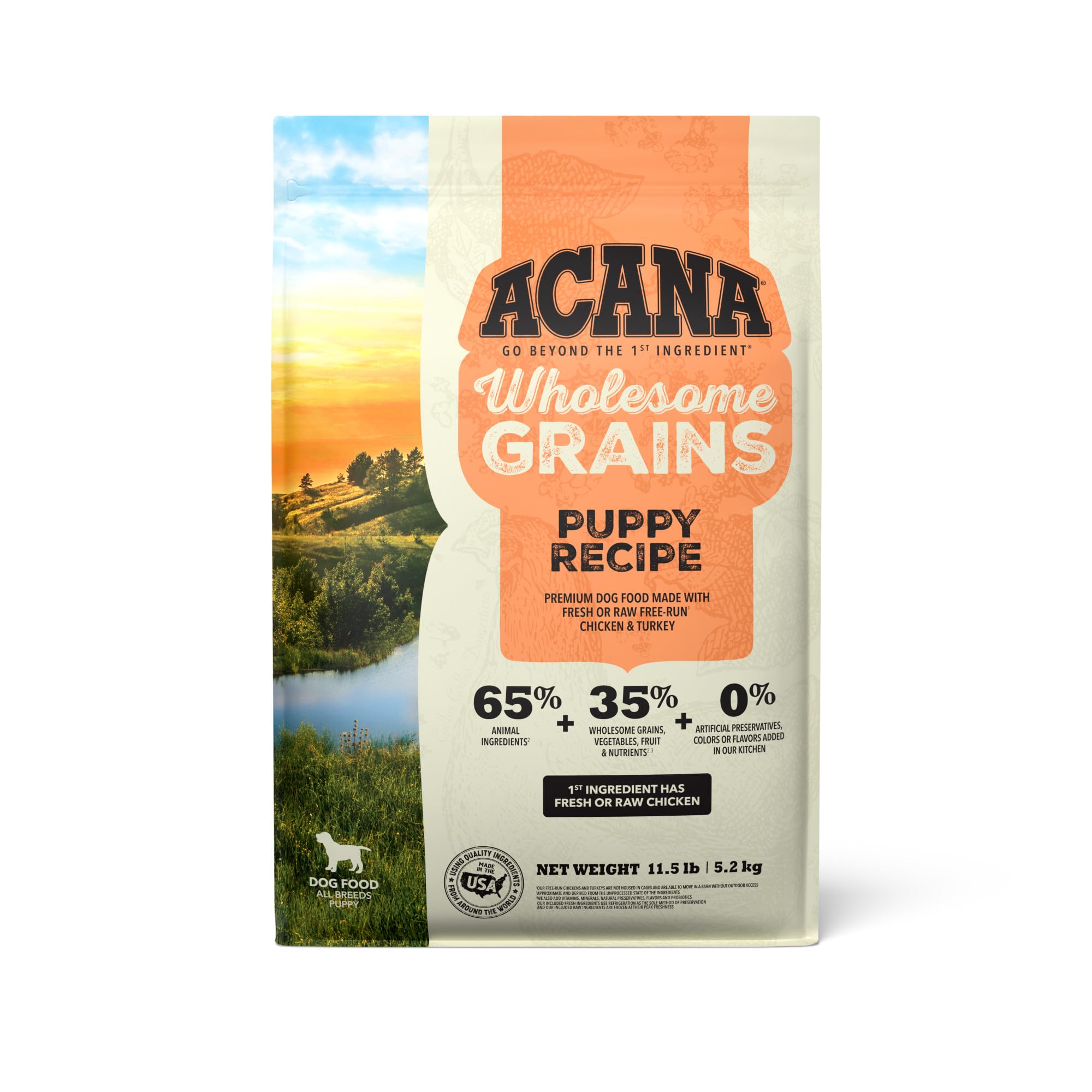 Sac ACANA Wholesome Grains Puppy 11,5 lb: croquettes favorisant digestion et croissance