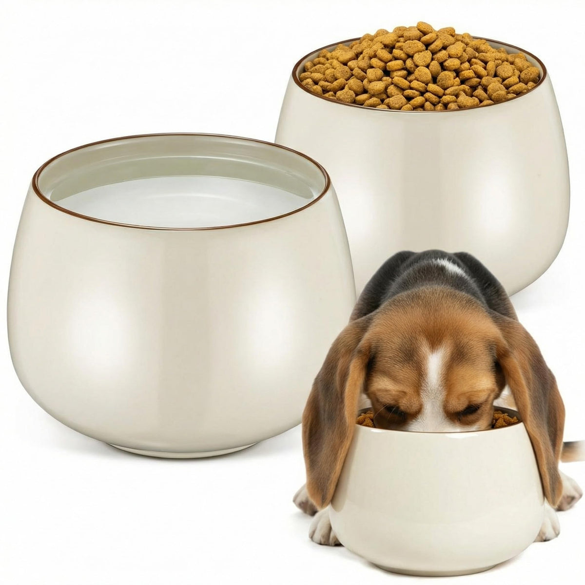 Bol Acellegic en céramique pour gros chien aux oreilles longues, évite les fuites.