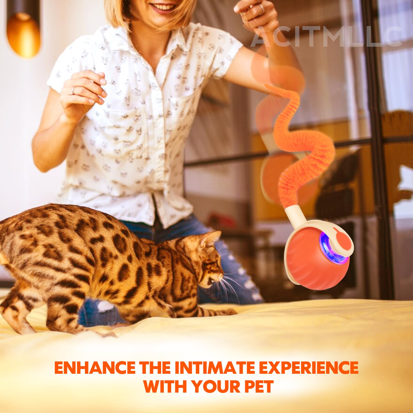 ACITMLLC Balle-queue-plume-chat-chien attire l’attention et facilite le jeu intérieur.