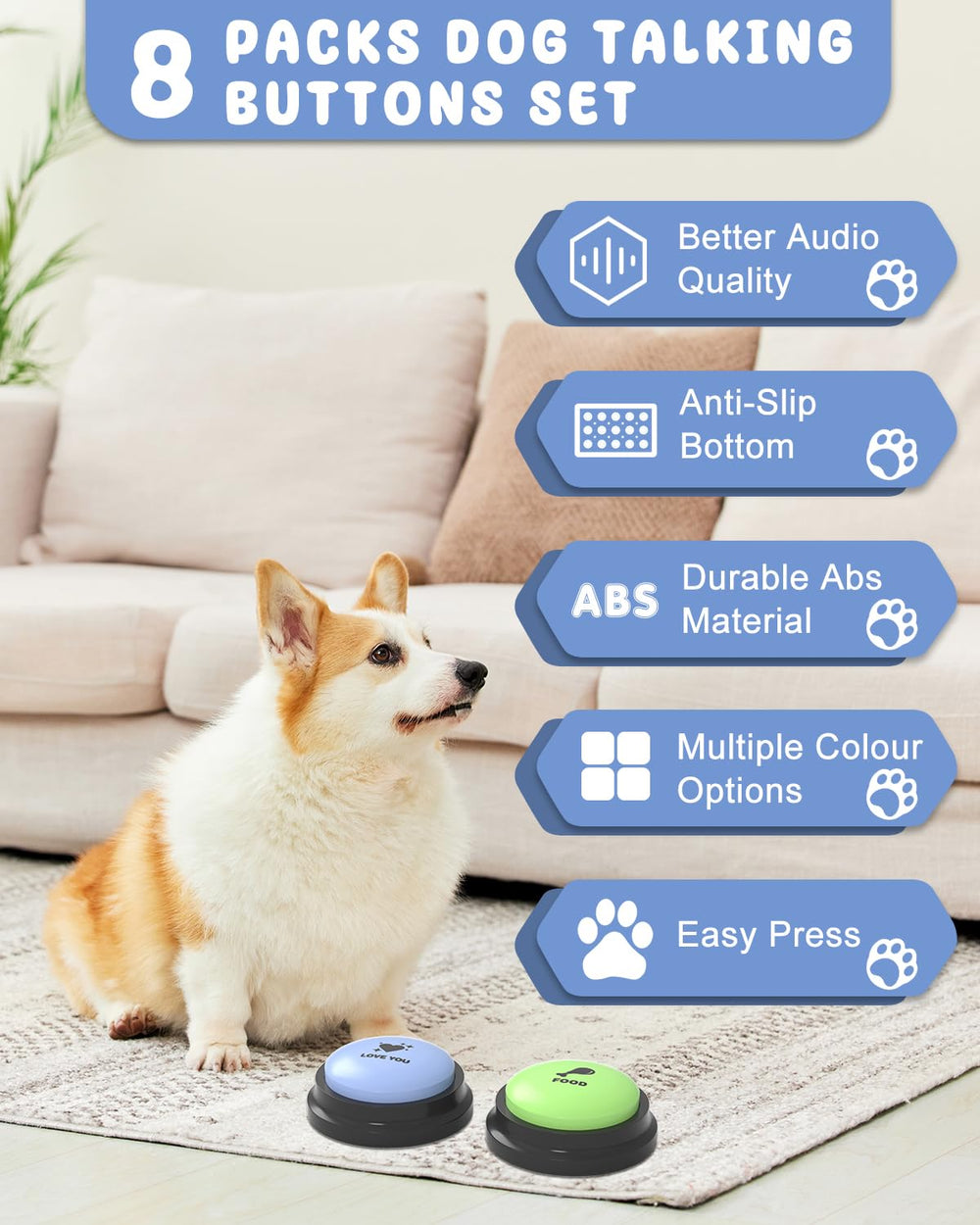 Acools boutons-chien couleurs-vives – boutons distinctifs pour apprentissage ludique