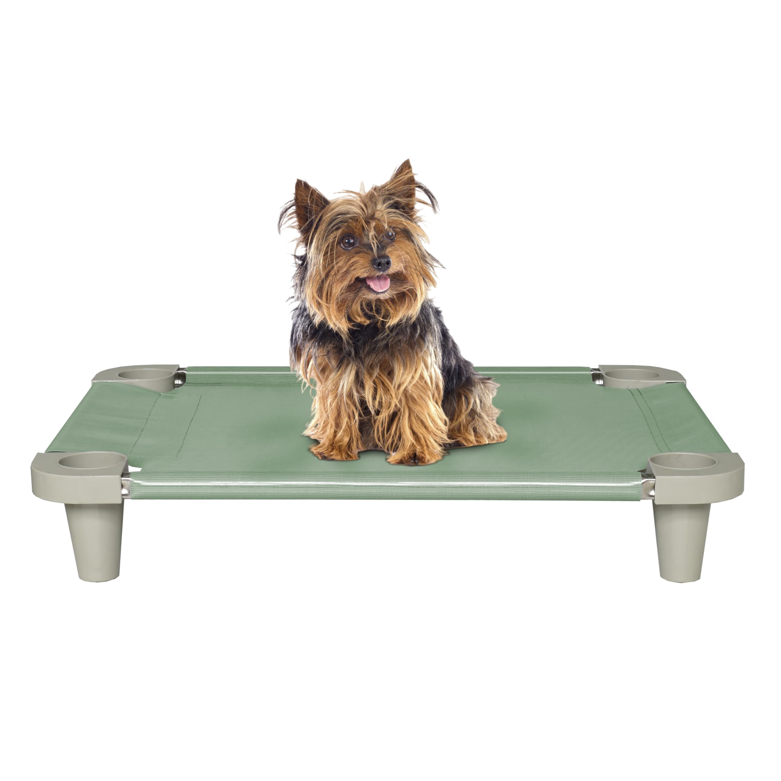 Acrimet lit chien elevé vert avec maille respirante pour un repos frais.