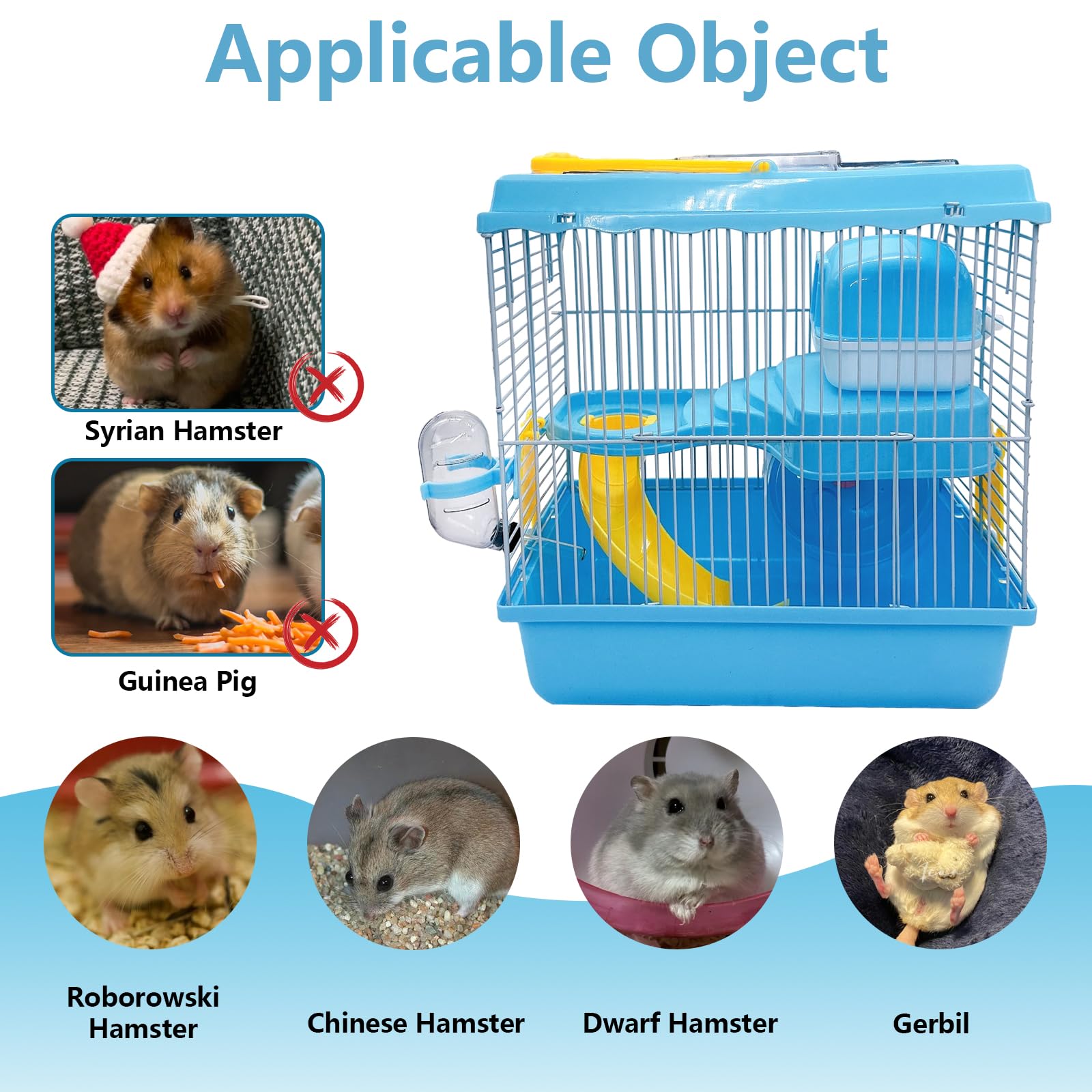 Dimensions compactes Acsist cage hamster 27x21x28 cm
