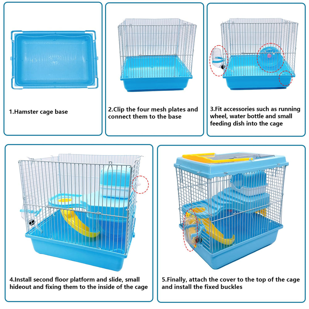 Pack accessoires complets Acsist cage hamster inclus: bouteille et plus