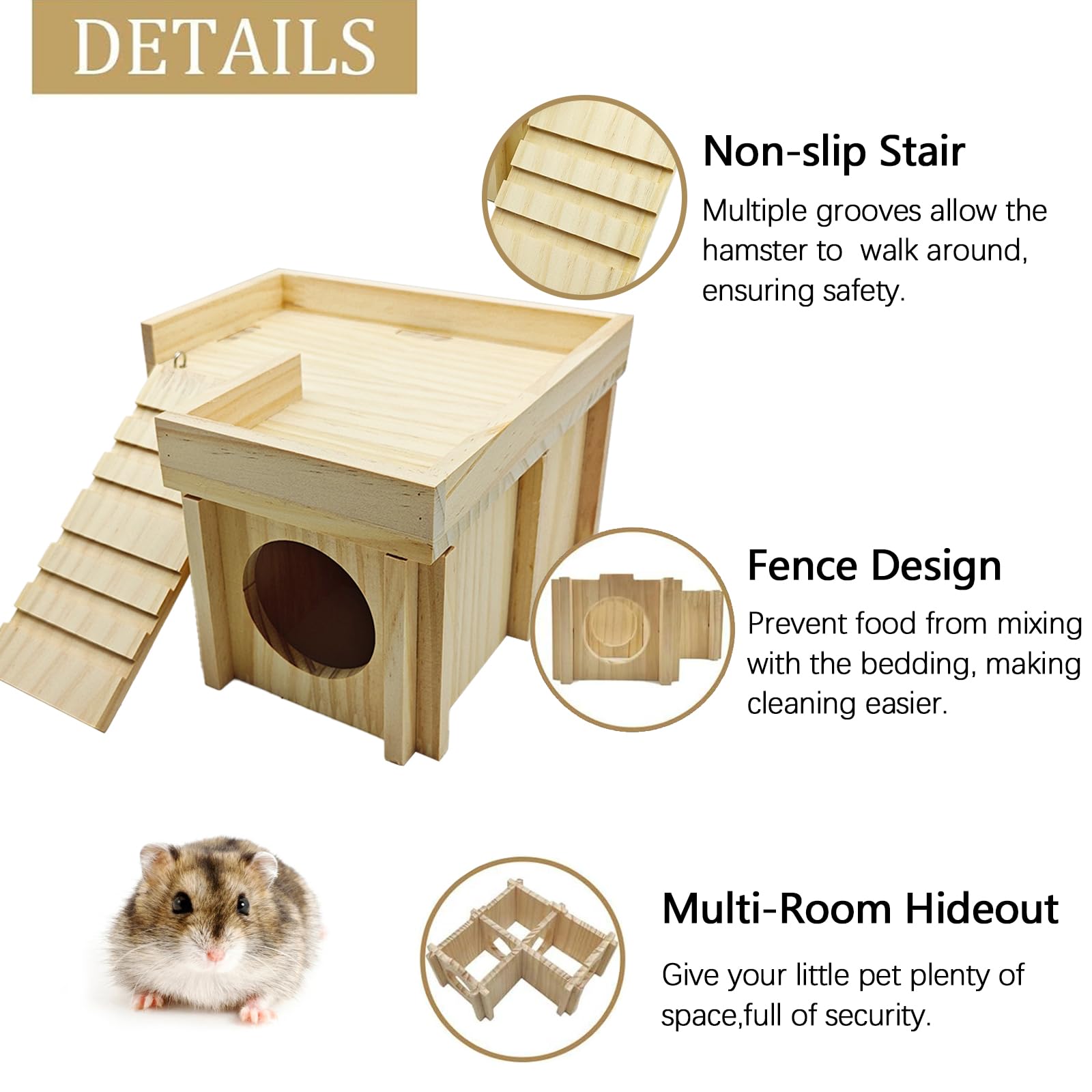 Acsist habitat hamster bois assemblage sans clous, montage sûr et rapide.