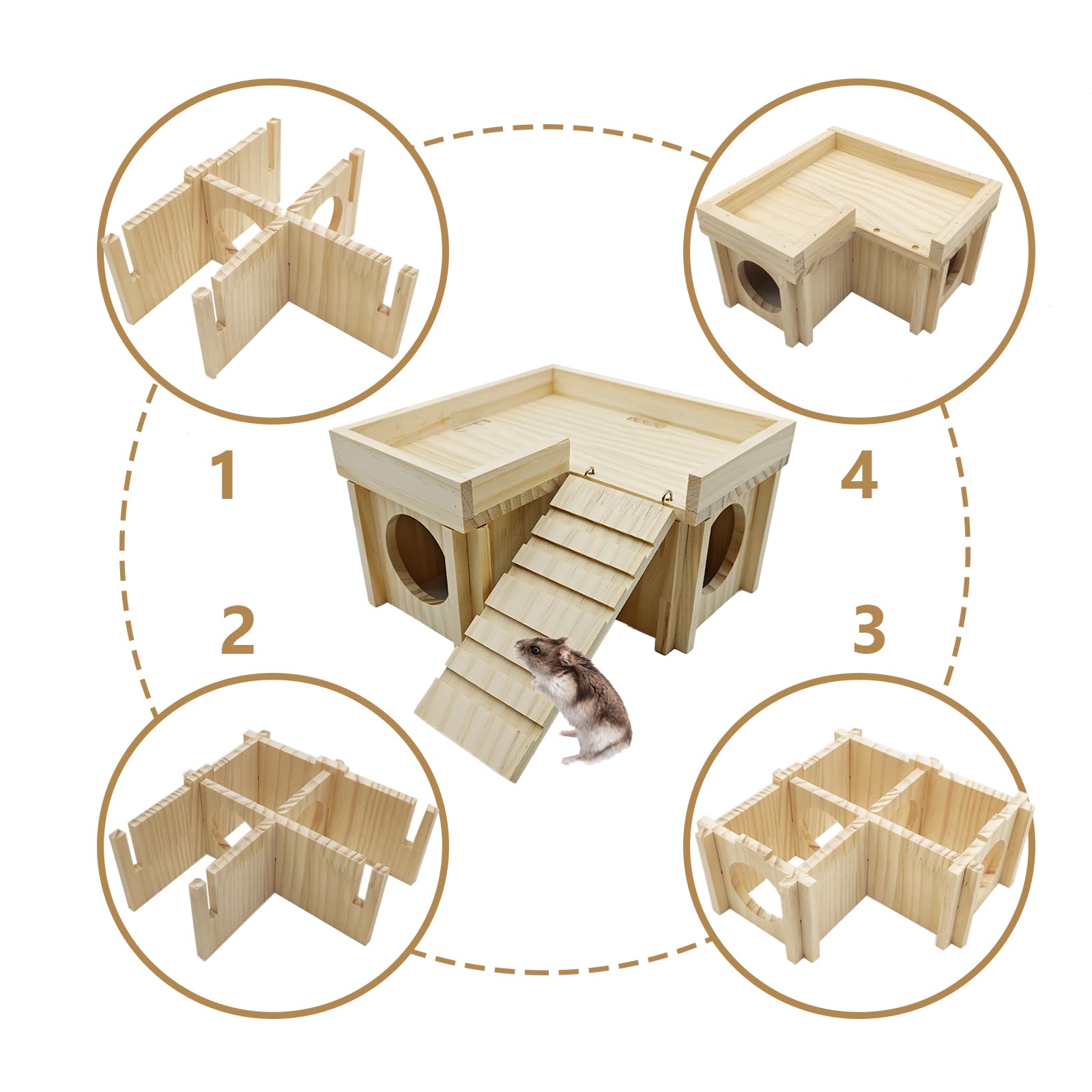 Acsist habitat hamster bois matériaux sûrs et non toxiques.