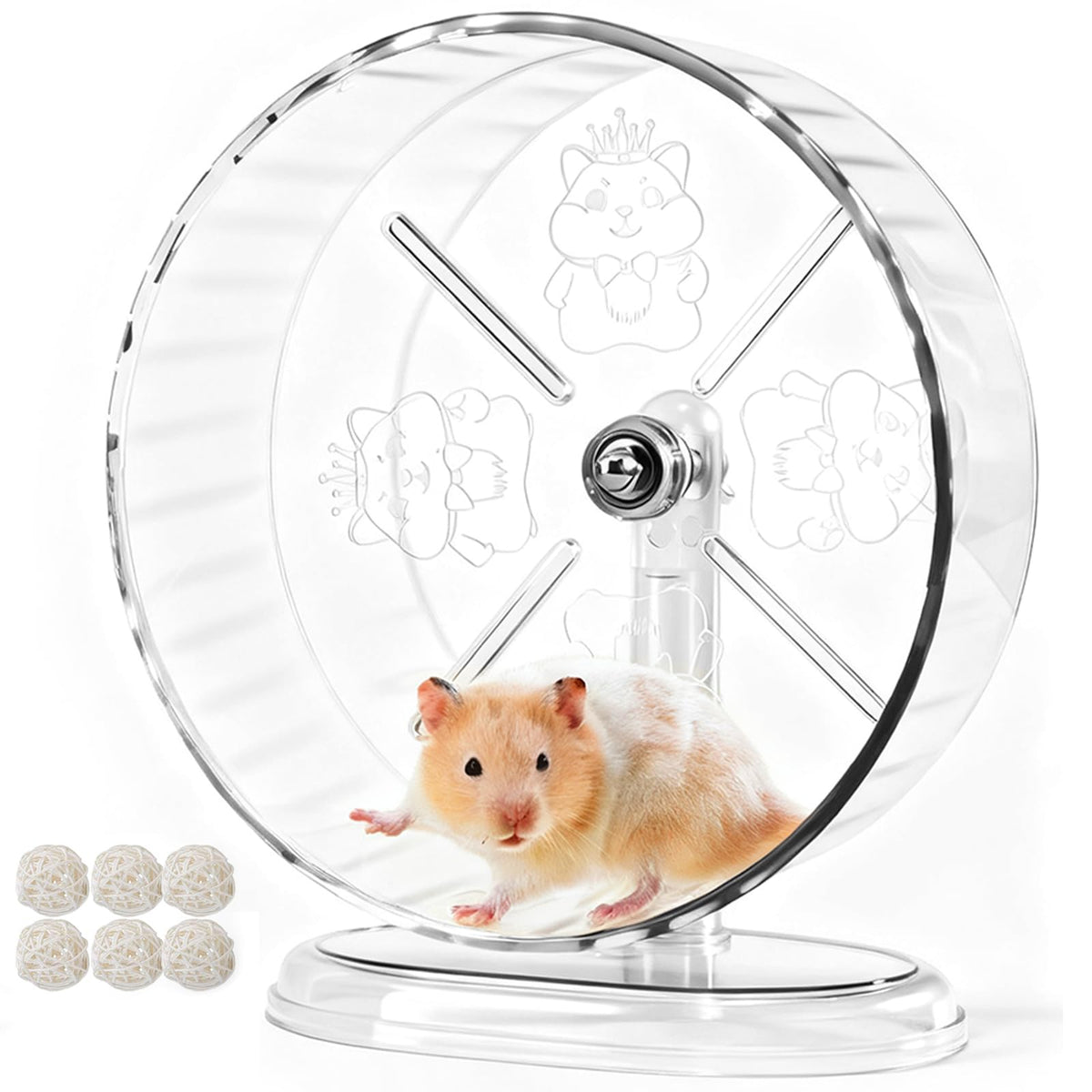Roue Acsist silencieuse pour hamster syrien, mouvement fluide et silencieux.