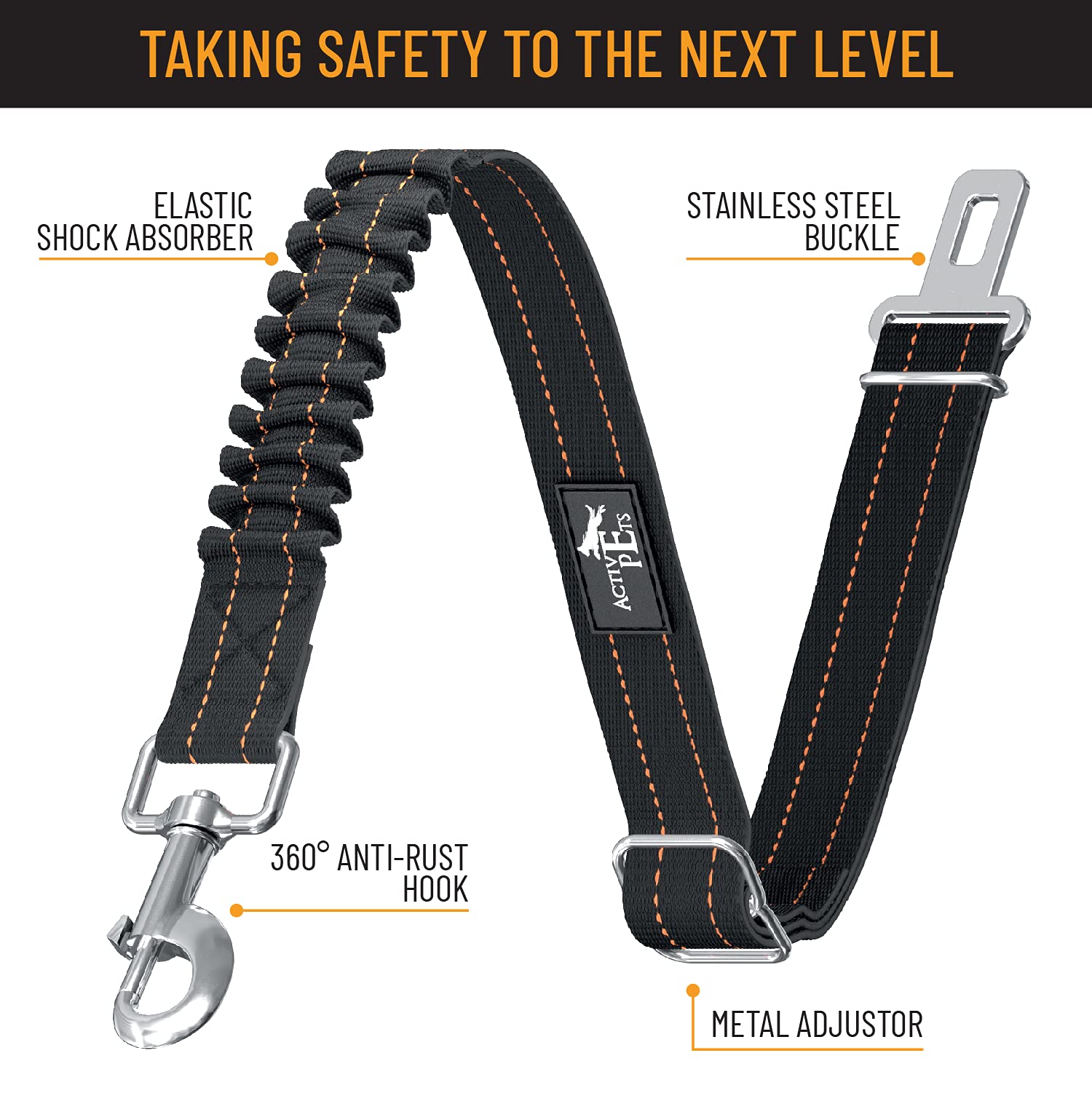 Active Pets ceinture sécurité chien élastique bungee absorbe les chocs.