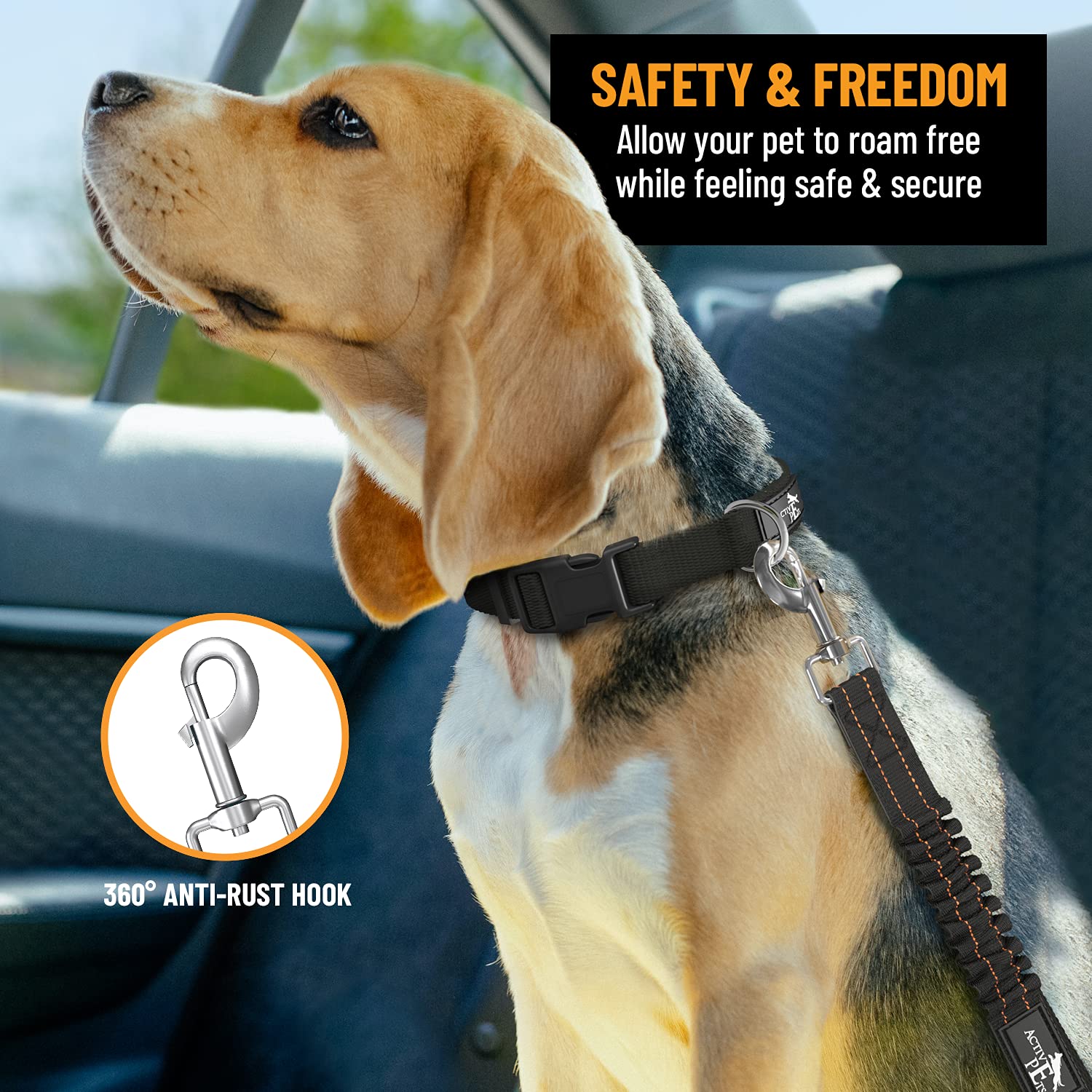 Active Pets ceinture sécurité chien en nylon renforcé pour durabilité.