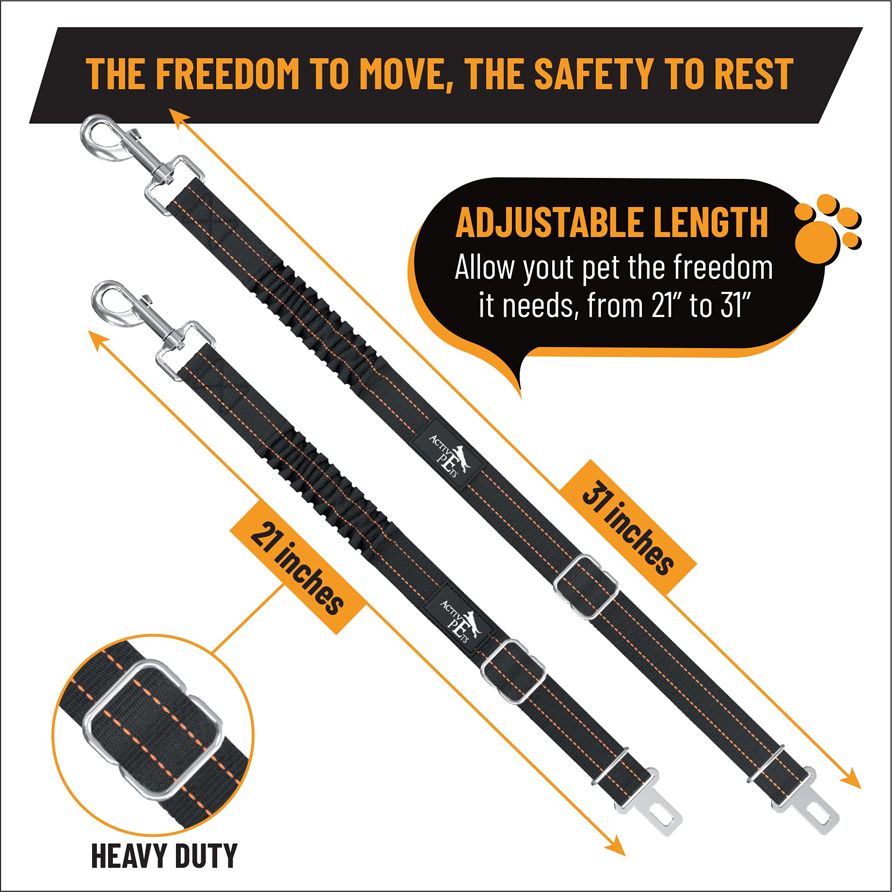 Active Pets ceinture sécurité chien universelle avec attache standard.
