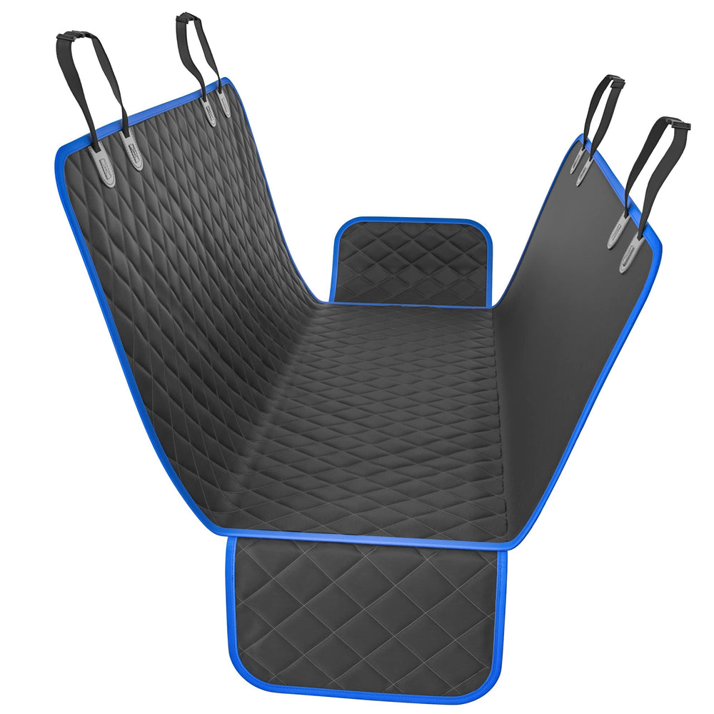 Hamac Active Pets pour chien bleu installé sur le siège arrière, sécurité et propreté.