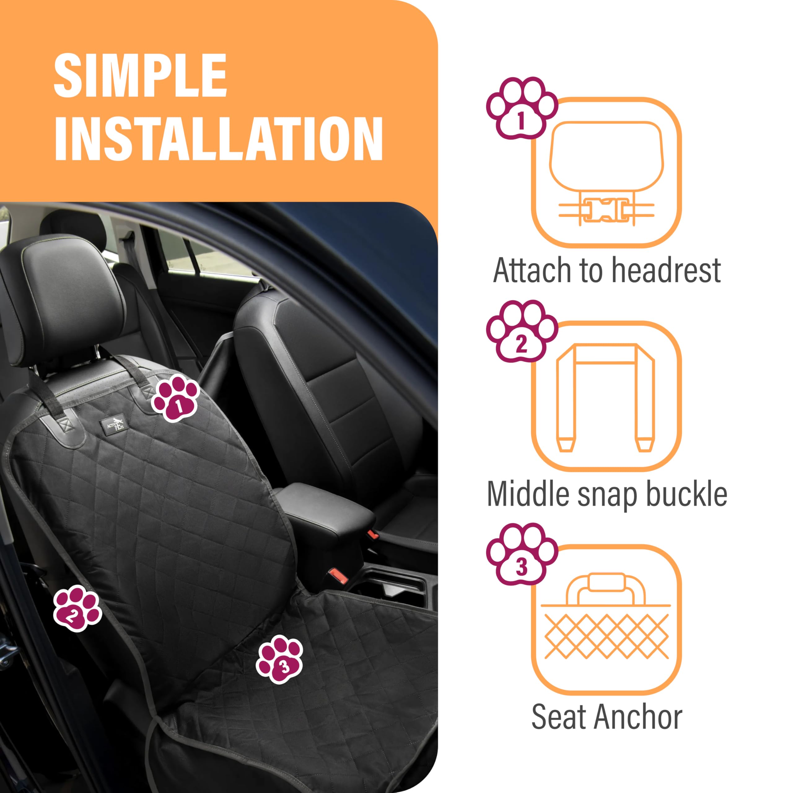 Active Pets protection-avant-siege-vehicule sécurise le chien pendant les trajets.