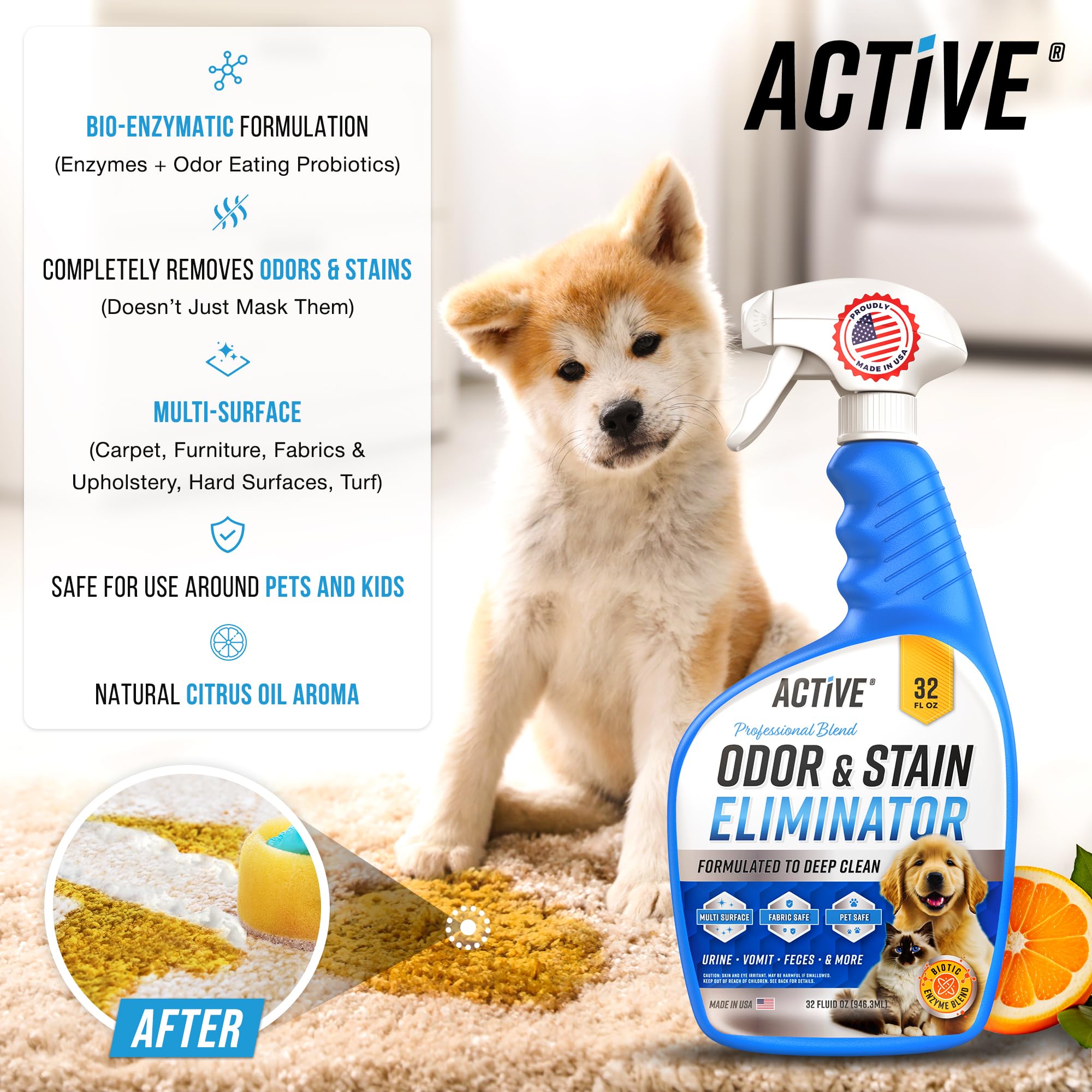 ACTIVE application sur tapis et tapisserie pour eliminer taches