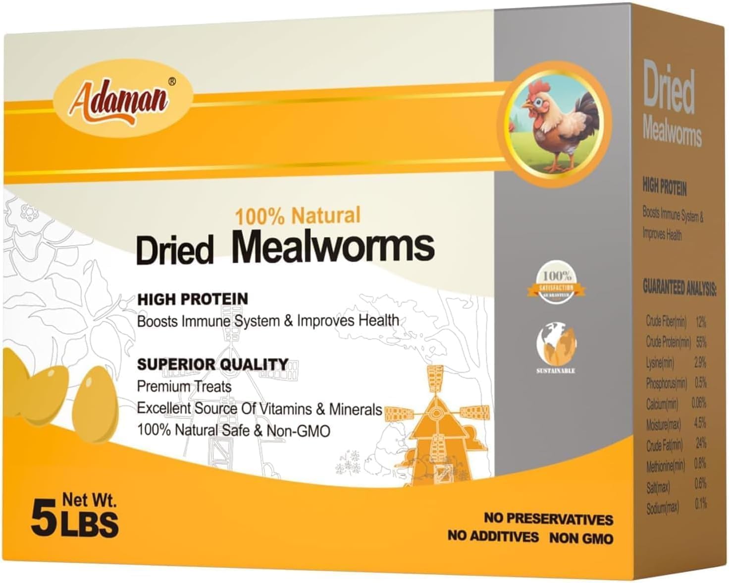 Adaman larves-seches-ideale-tout-animaux: friandise polyvalente pour animaux domestiques.