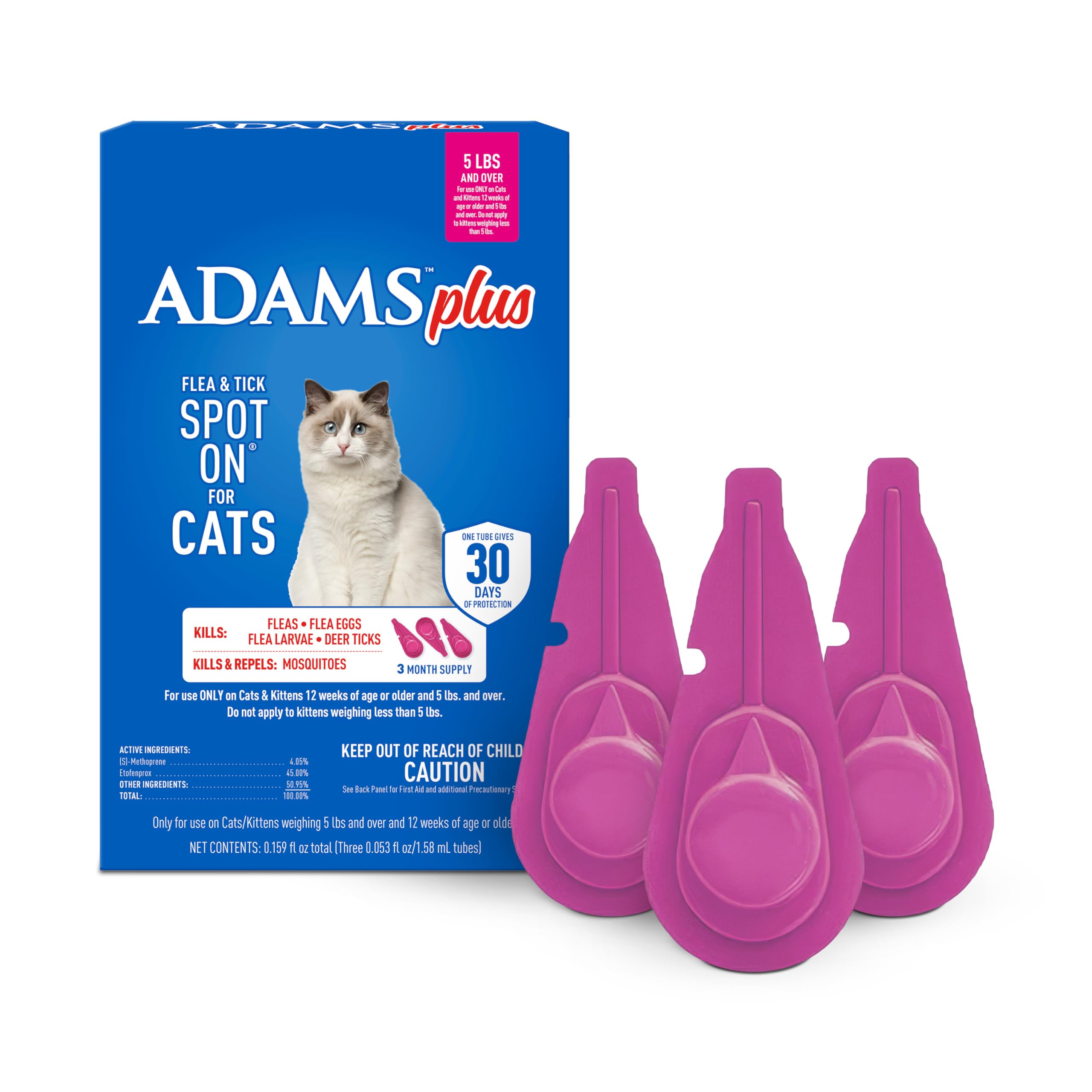 ADAMS Plus Chat : applicateur sans goutte facilitant l’application sur le pelage.