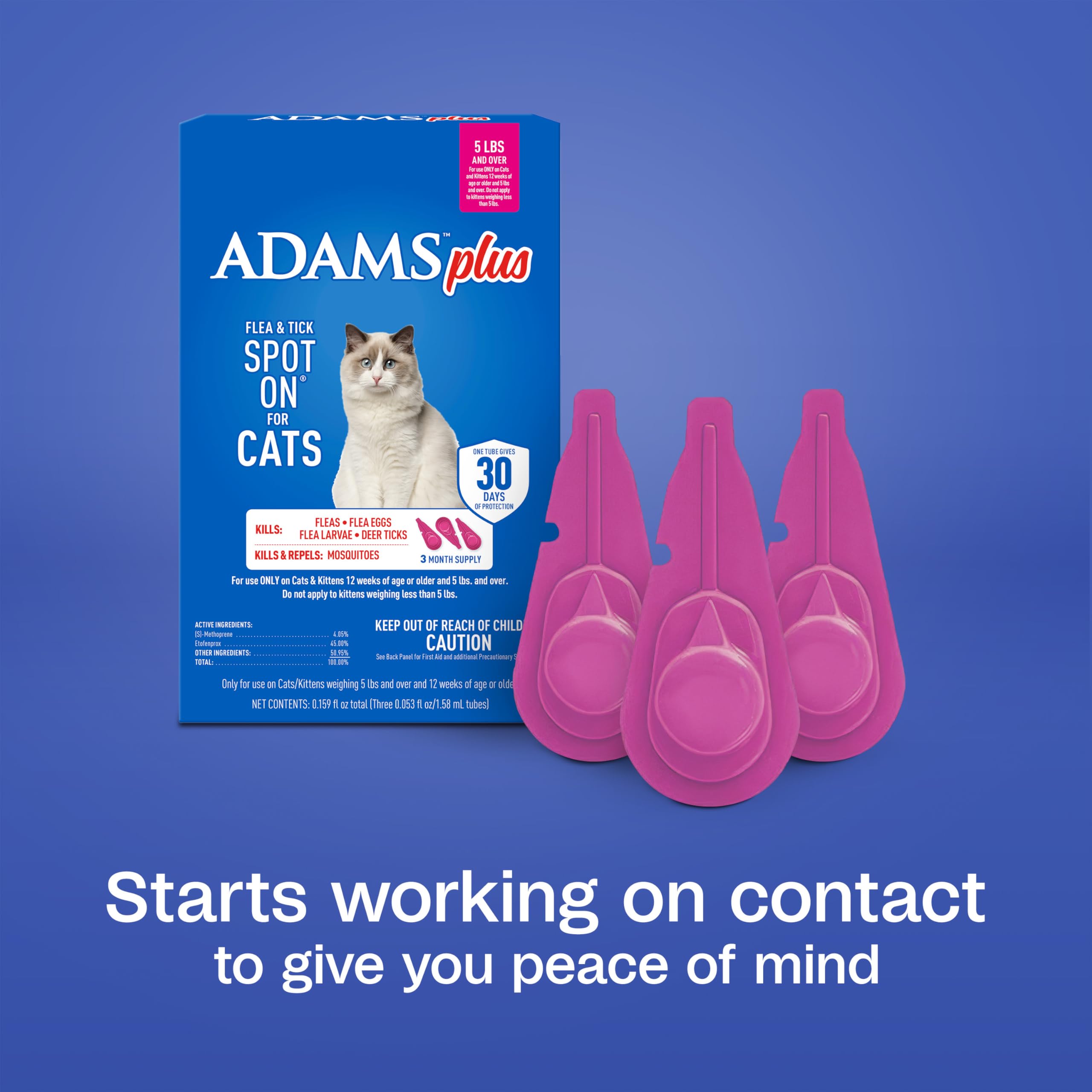 Boîte 3 mois ADAMS Plus Chat pour un entretien simple.