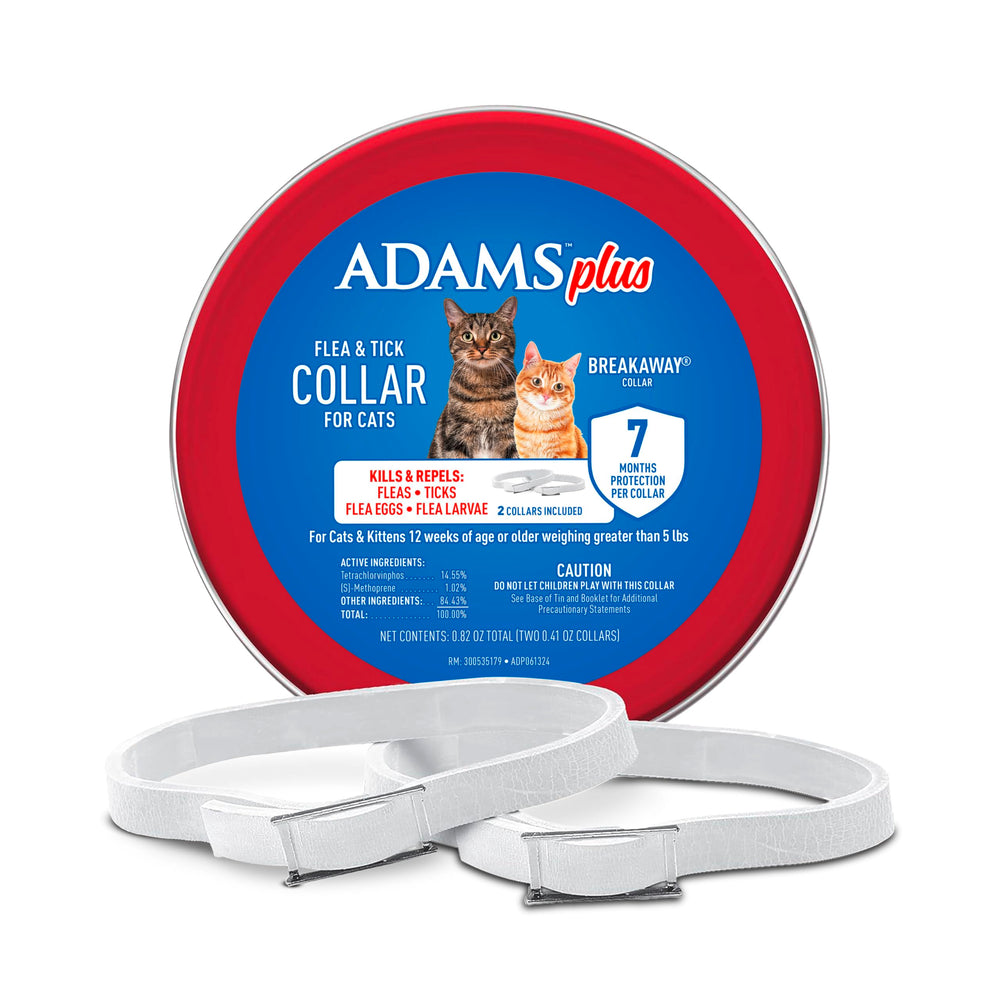 Collier ADAMS Plus pour chat, efficacité anti-puces et anti-tiques.