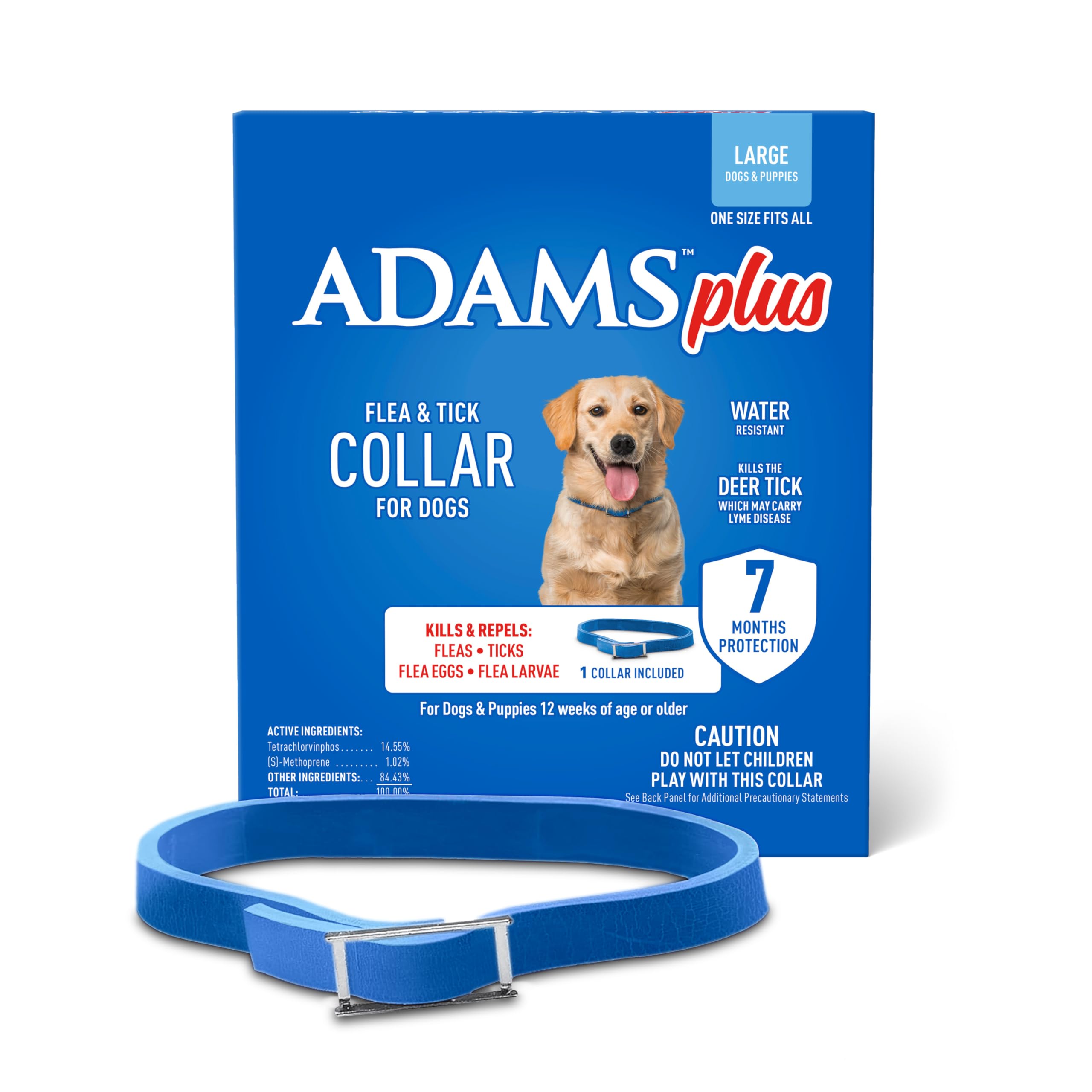 Collier Adams Plus pour chien grande taille, lutte contre puces et tiques.