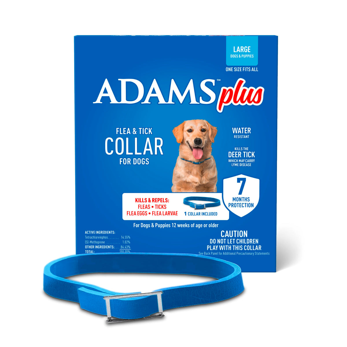 Collier Adams Plus pour chien grande taille, lutte contre puces et tiques.