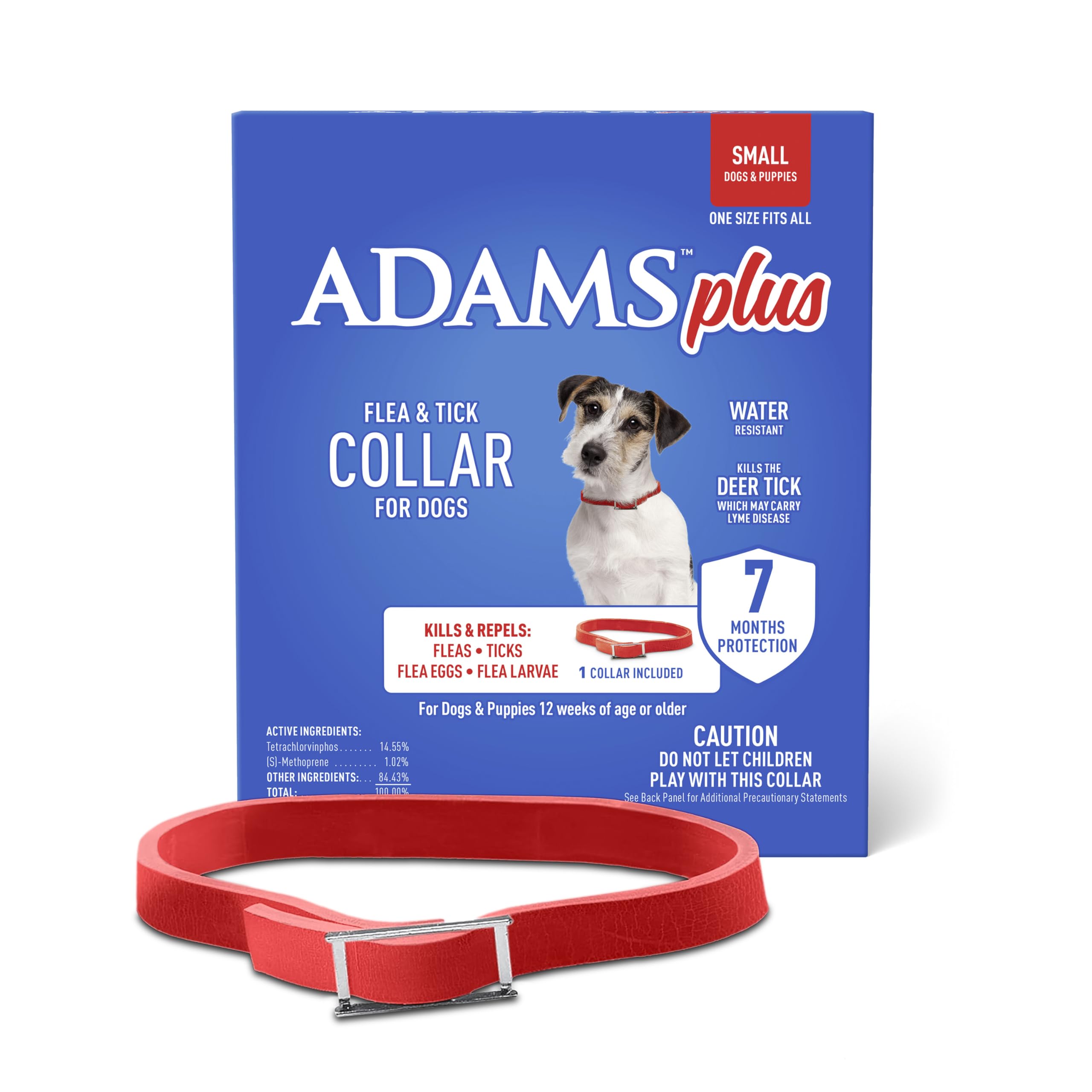 ADAMS Plus collier anti-puces et tiques pour petits chiens, protection durable du pelage