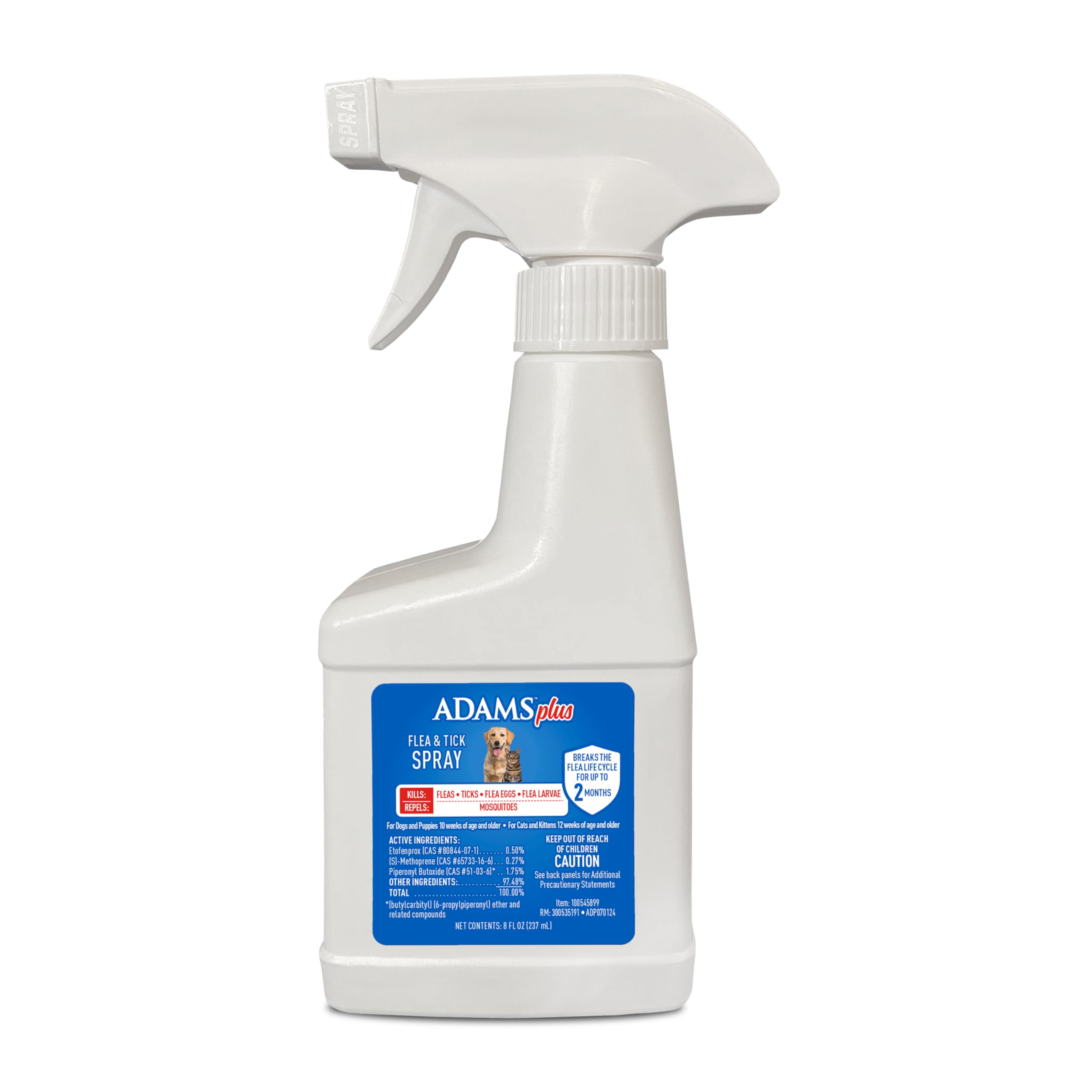 ADAMS Plus Pulvérisateur Puces et Tiques sur chiens et chats, traitement efficace.