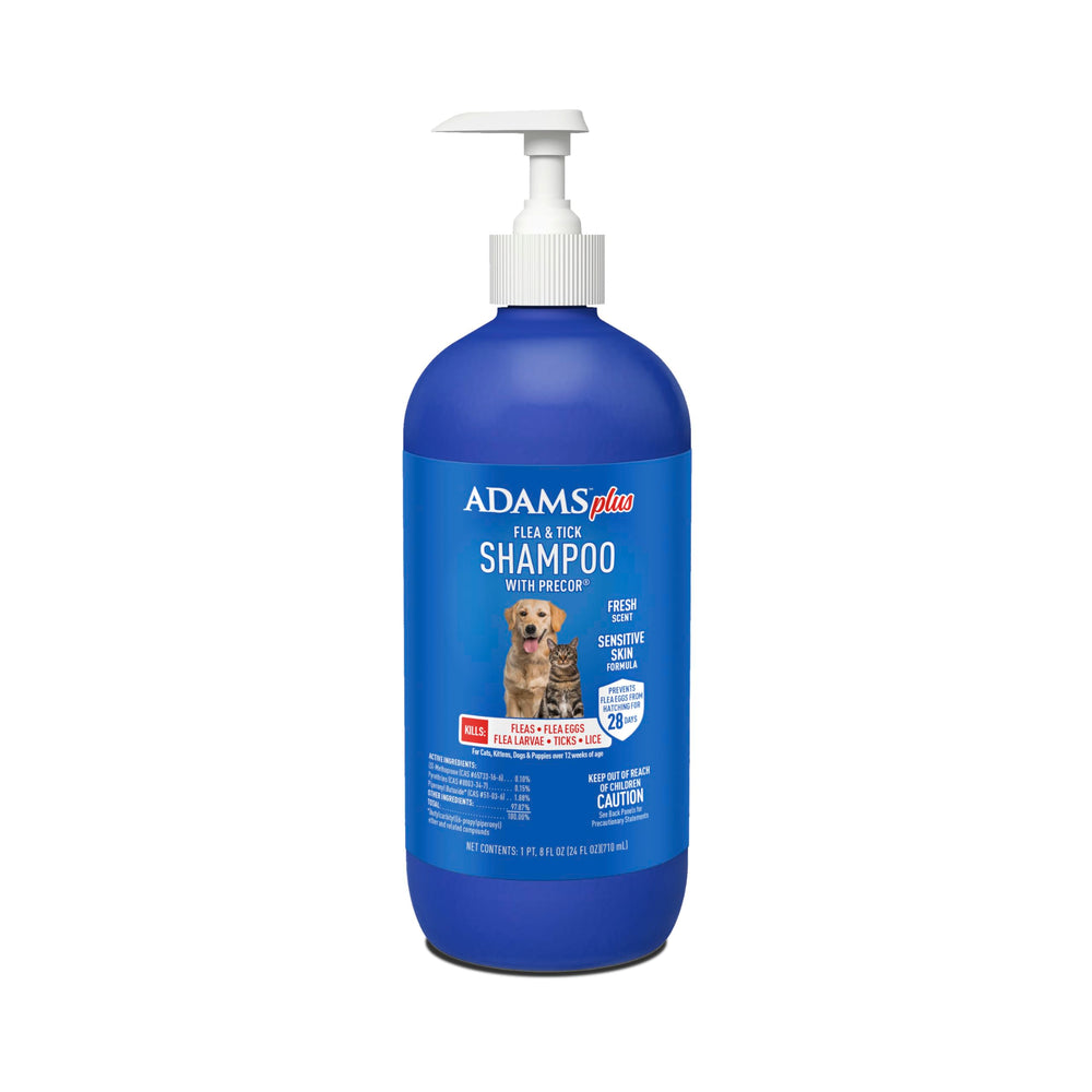 ADAMS Plus Shampooing Puces et Tiques, bouteille prête à l’emploi, soin pratique.