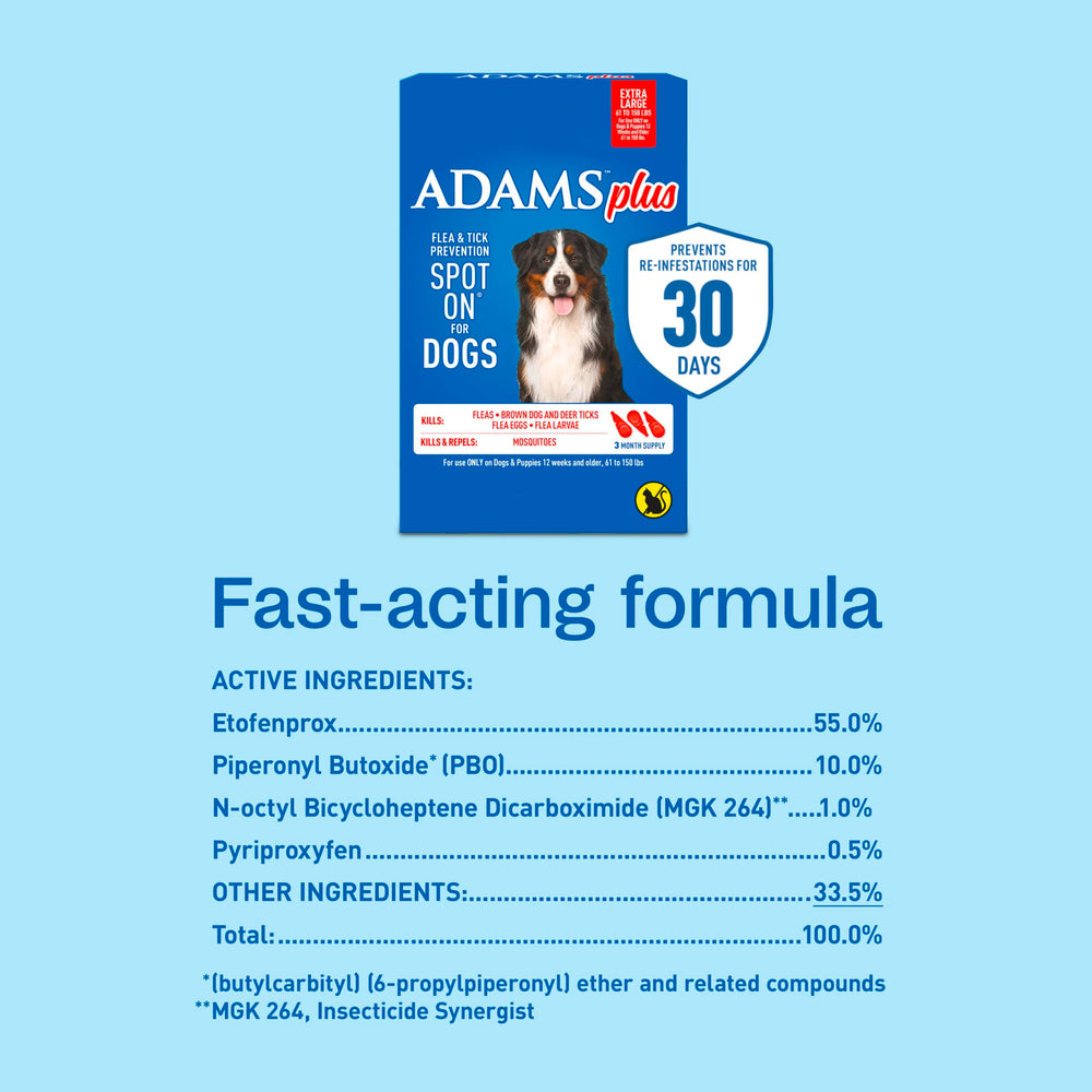 ADAMS Plus usage à domicile et à l'extérieur pour la protection du chien et de l'habitat.