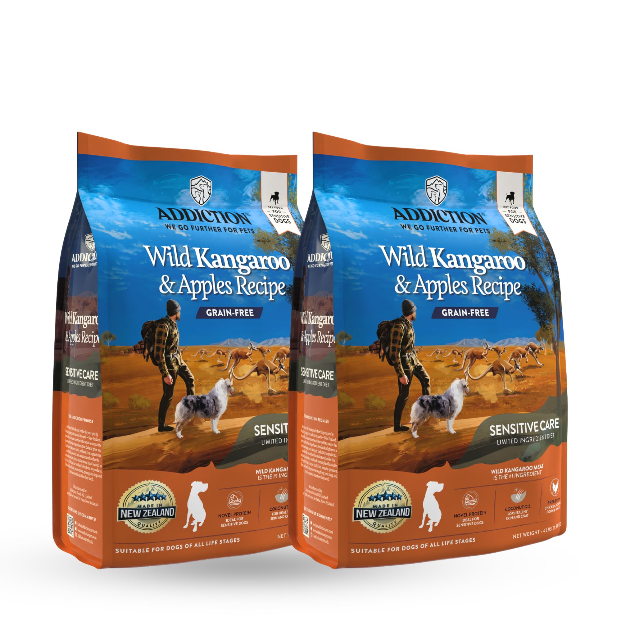 Addiction Wild Kangaroo & Apples – emballage visible, croquettes savoureuses et protéine nouvelle.