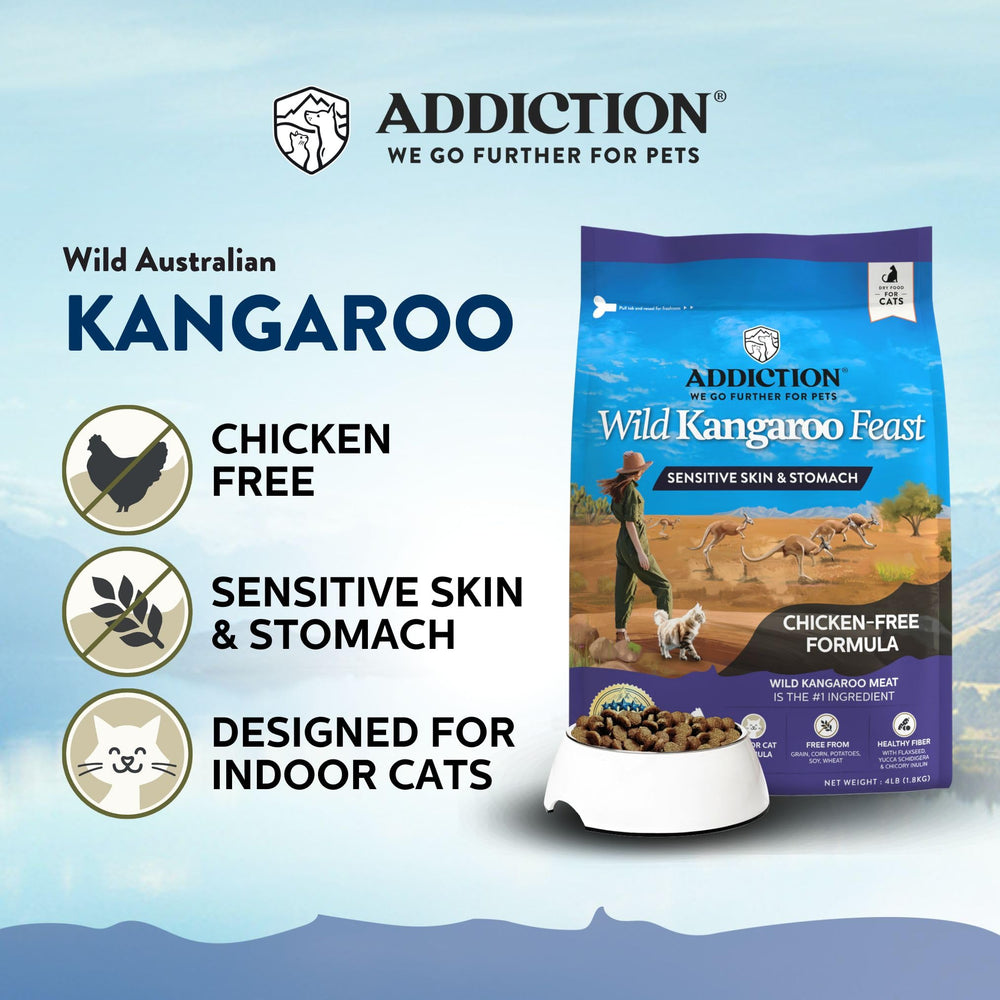 Add Addiction Wild Kangaroo Feast ingrédients clés : protéine kangourou unique et digestibilité élevée.