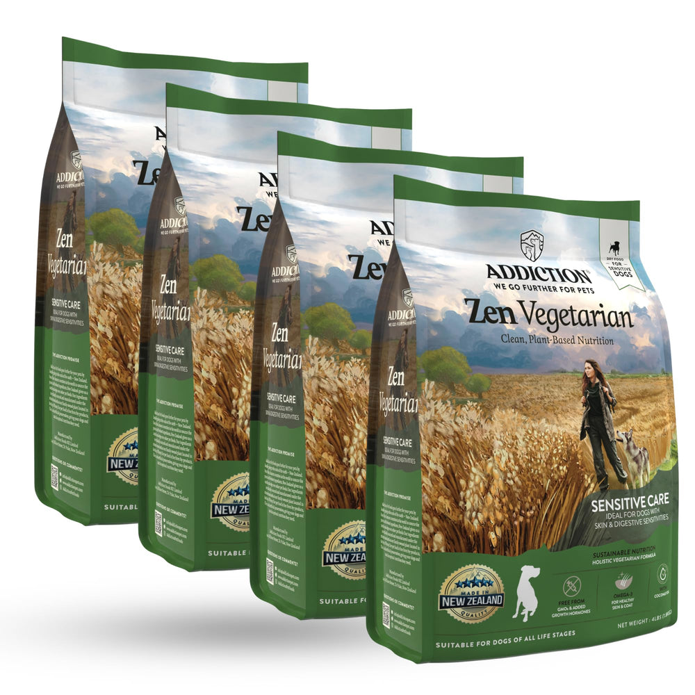 Addiction Zen Vegetarian, sac-nourriture-chien, repas végétal pratique pour le quotidien.