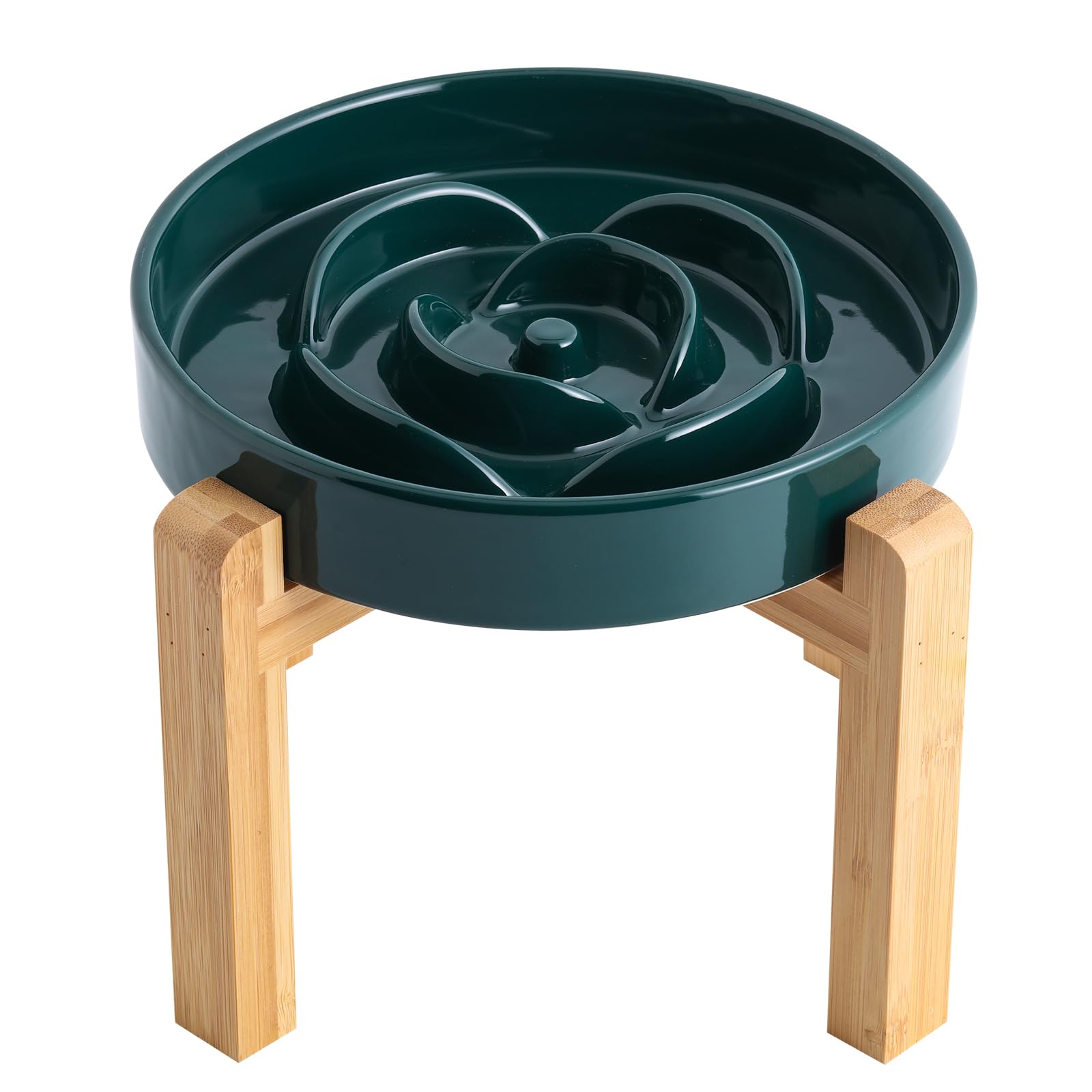 Addogyy gamelle céramique lente avec support en bois, idéal pour ralentir l'alimentation des chiens.