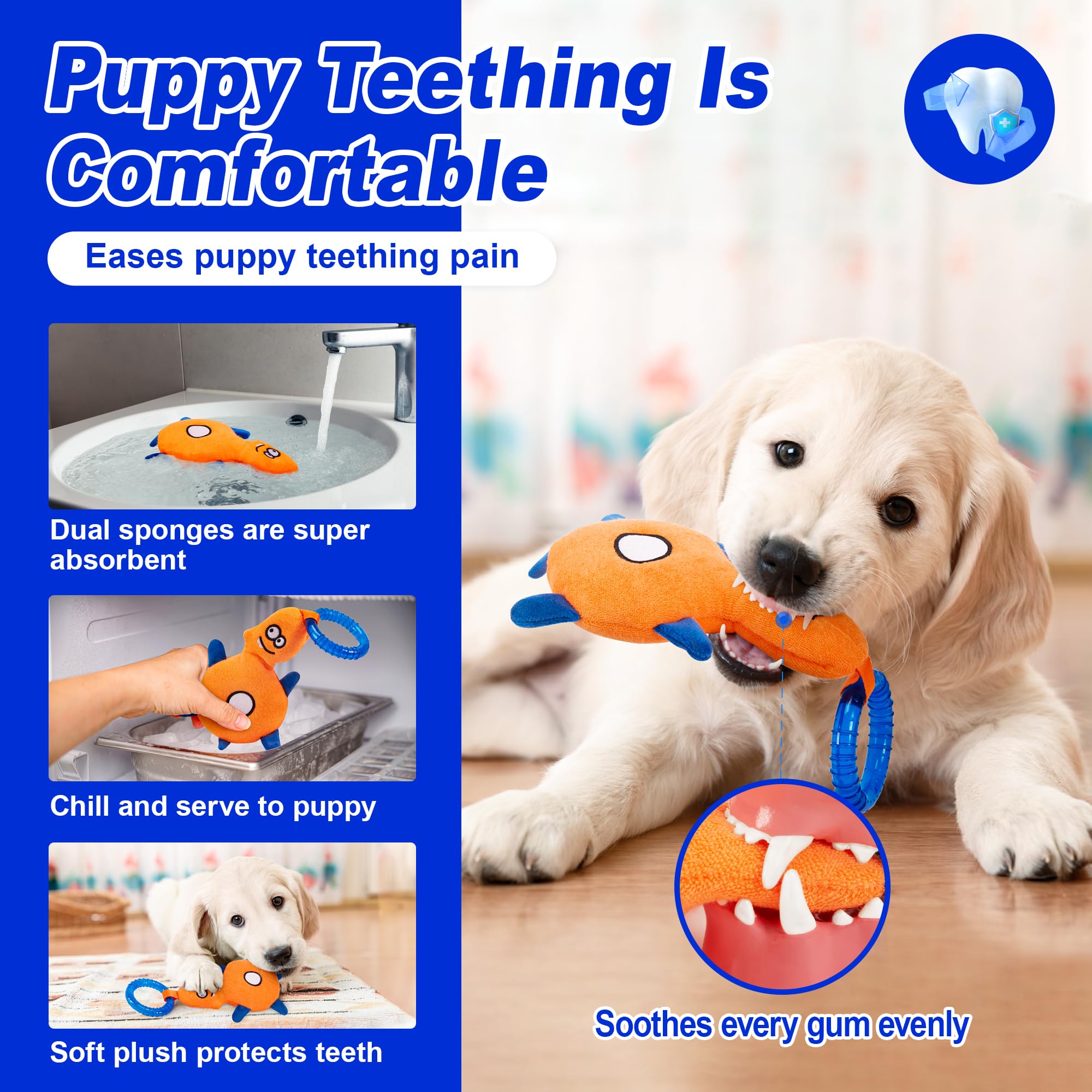 ADDPETS jouet dentition chiot absorbant terry, retient l eau et limite les bavures.