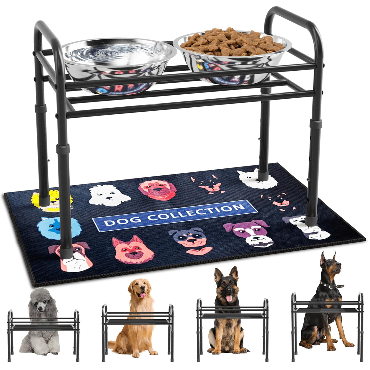 Support surélevé ADENGL pour gros chien, facilite l’accès à la nourriture.