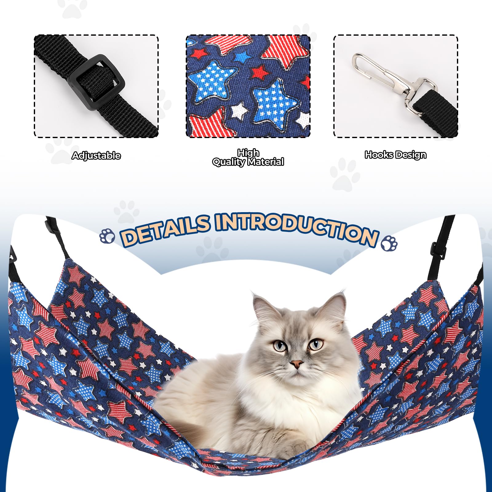 Hamac Admaison pour cage, étoile bleue et recto-verso pour saison chaude ou fraîche.