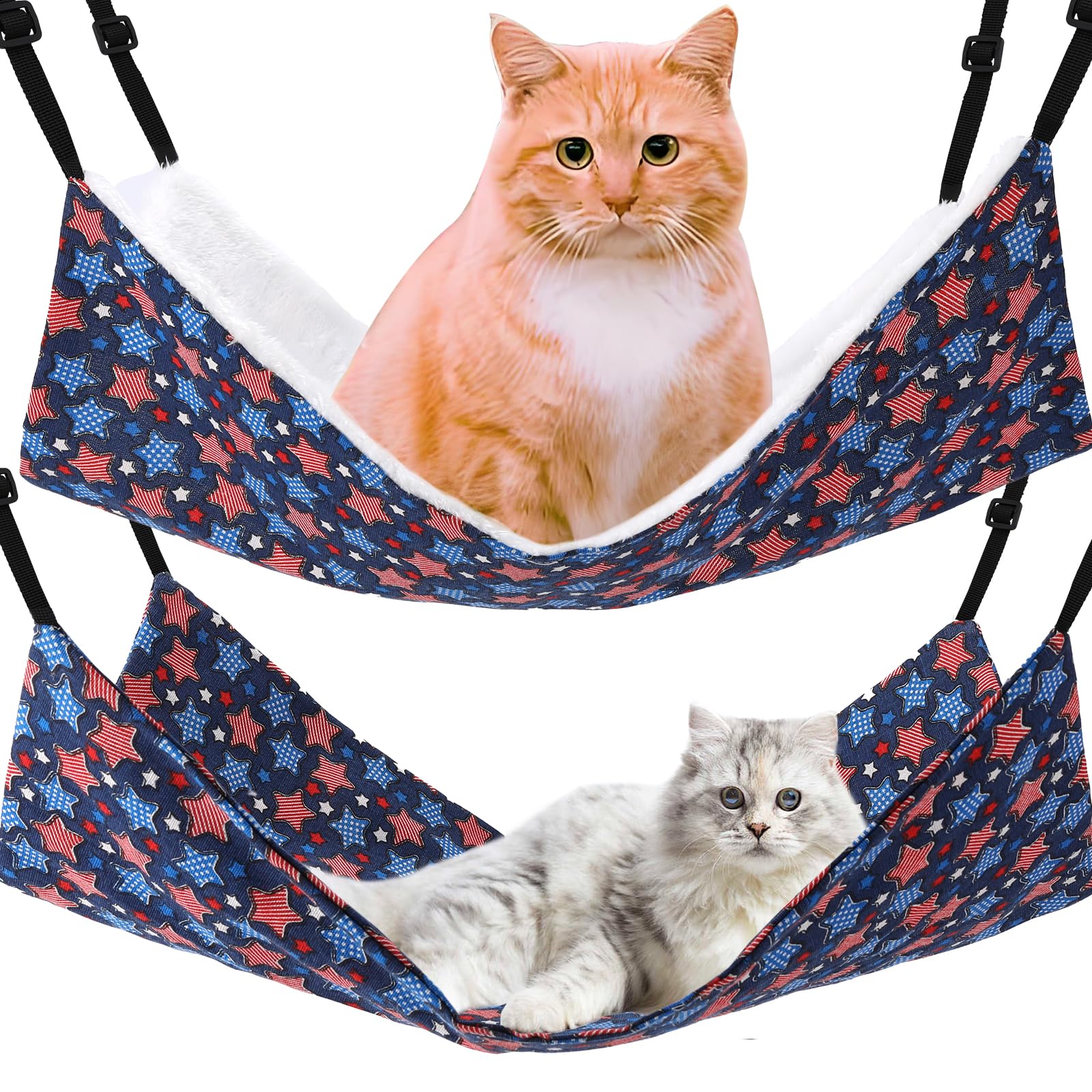 Hamac Admaison chat cage, motif étoiles bleues, espace douillet pour repos et jeu.