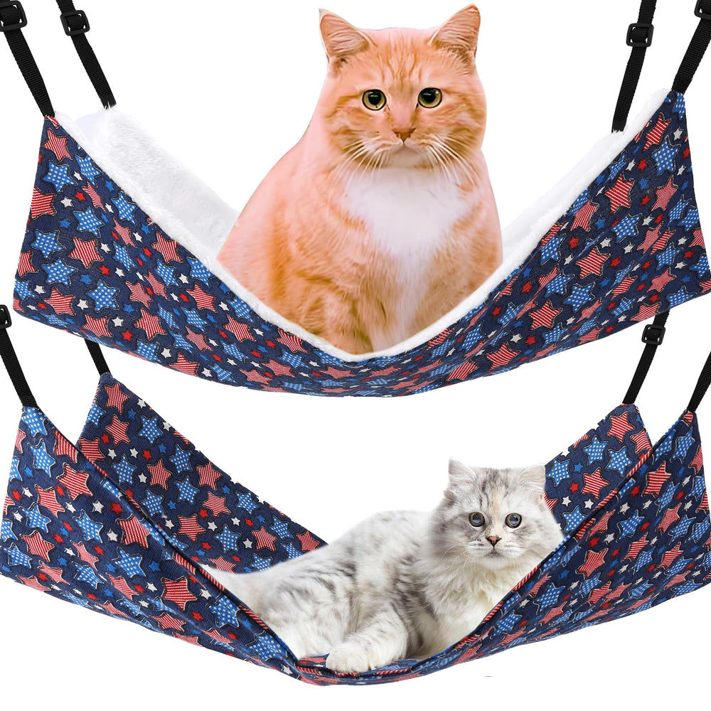 Hamac Admaison chat cage, motif étoiles bleues, espace douillet pour repos et jeu.