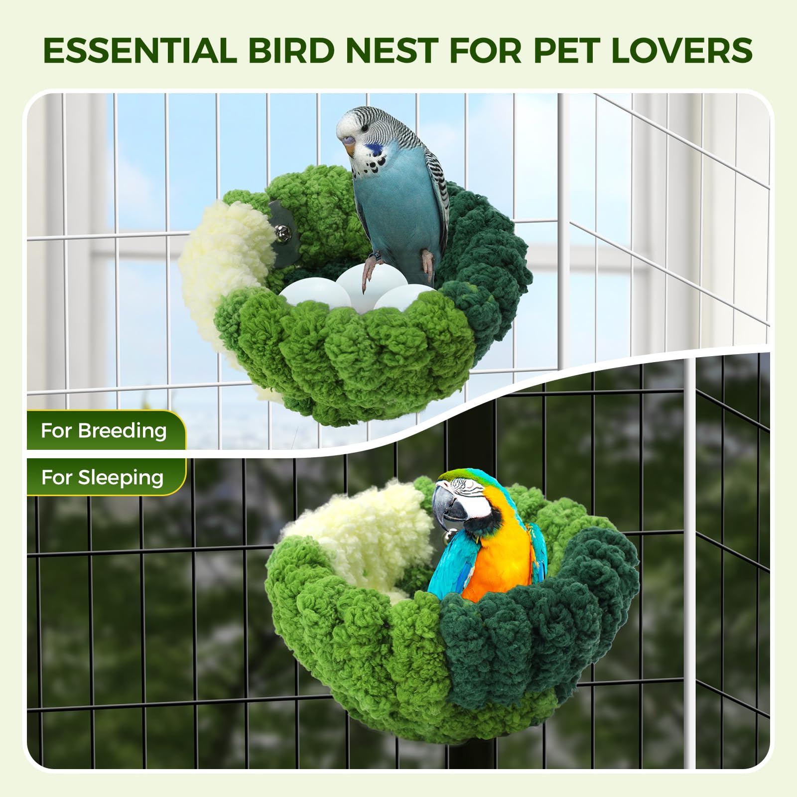 Nid Admaison design naturel vert, attire les oiseaux vers le perchoir.