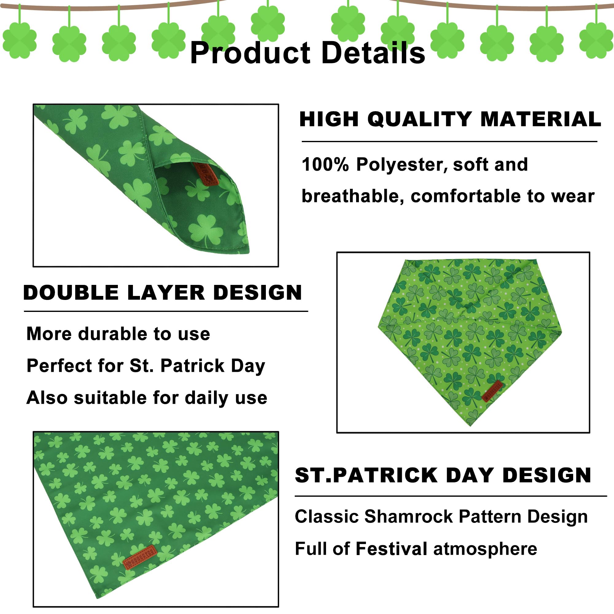ADOGGYGO Bandana Saint-Patrick, parfait pour fêtes et balades