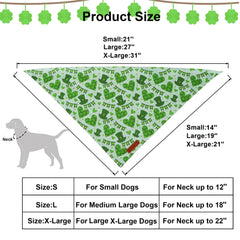 ADOGGYGO bandana Saint-Patrick vert, taille large, ajuste facilement pour chiens moyens et grands.
