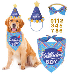 ADOGGYGO chapeau anniversaire chien bleu, accessoire festif idéal pour photos mémorables.