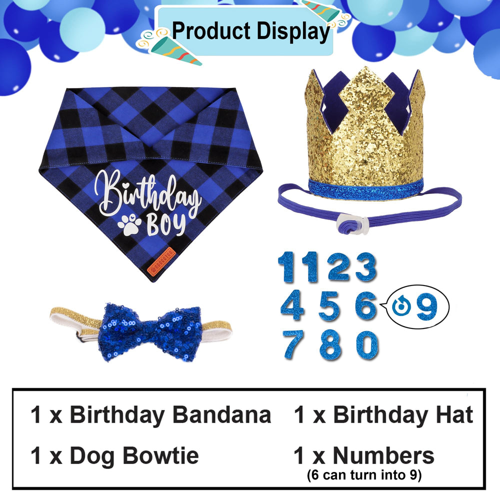 Couronne anniversaire dorée ADOGGYGO, élastique facile à enfiler.