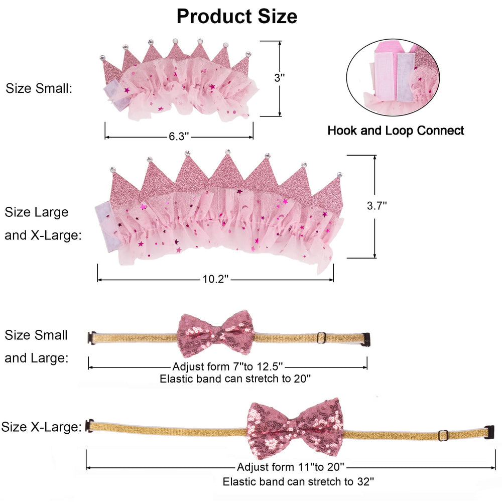 ADOGGYGO couronne chien rose bling pour chapeaux festifs.