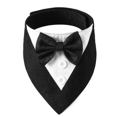 ADOGGYGO Tuxedo Chien Noir – vue du visage avec noeud papillon élégant, idéal pour mariages