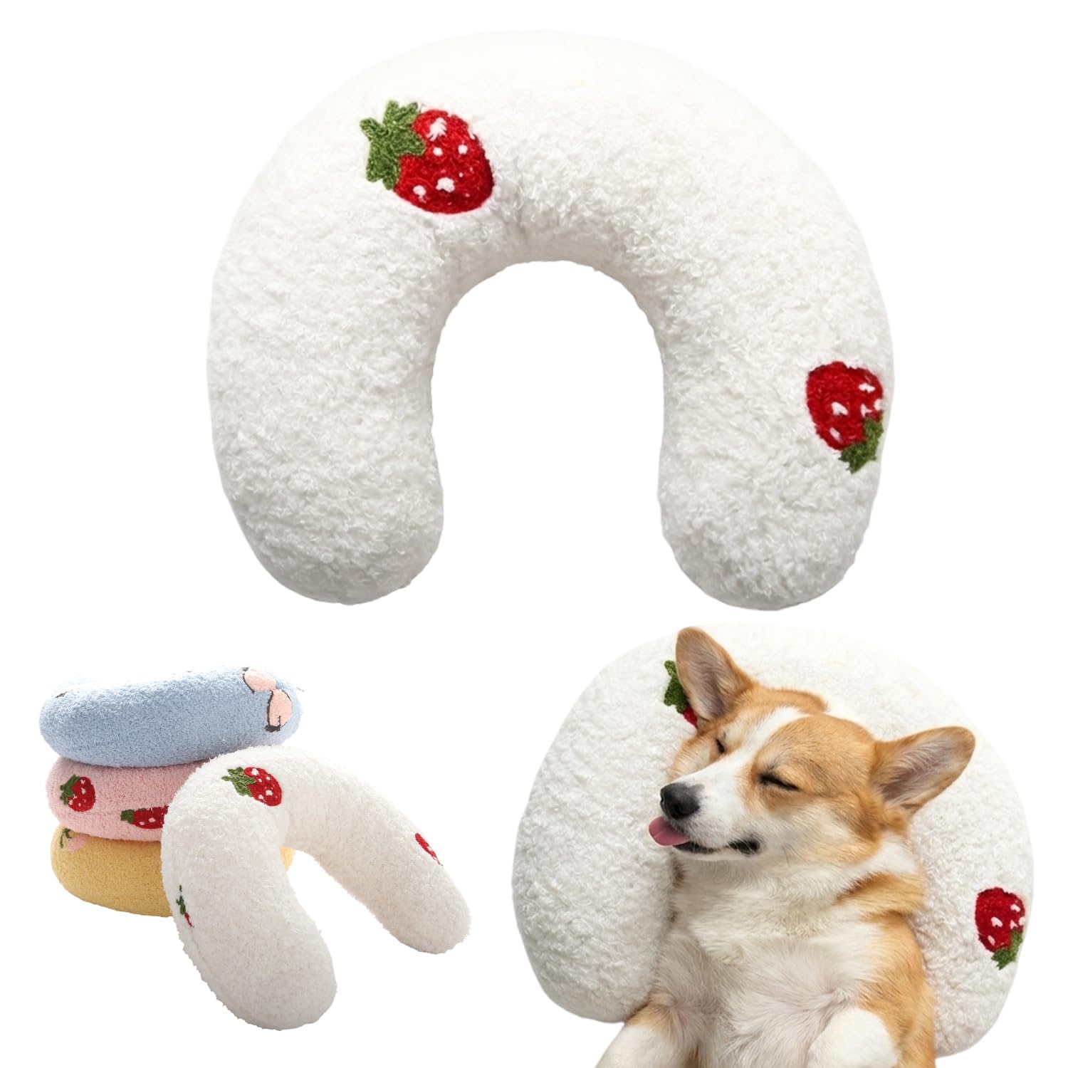 Coussin U d'AdoPet pour chats et chiens, soutien doux de la nuque.