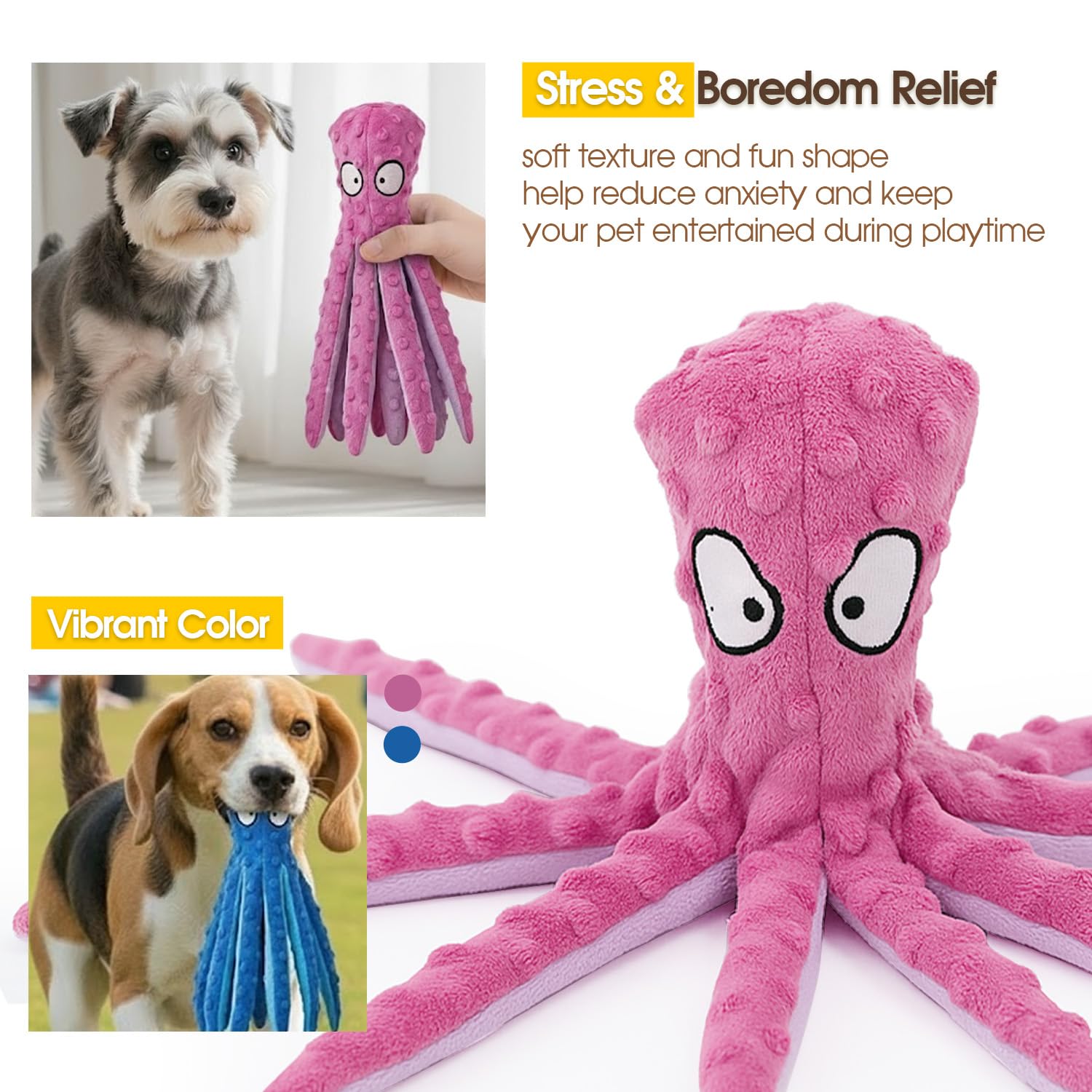 Adopet poulpe deux couleurs bleu et rose pour varier les sessions.