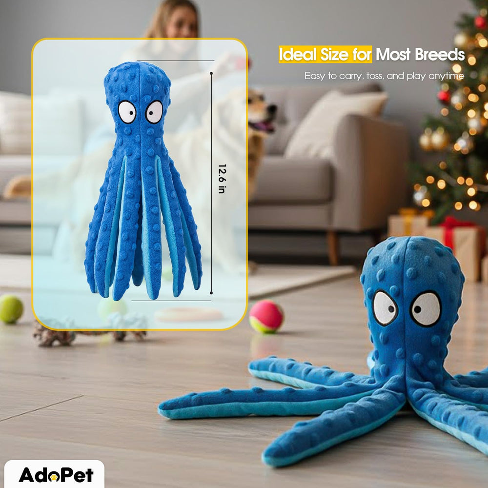 Adopet poulpe taille environ 32 cm, facile à saisir par les chiens.