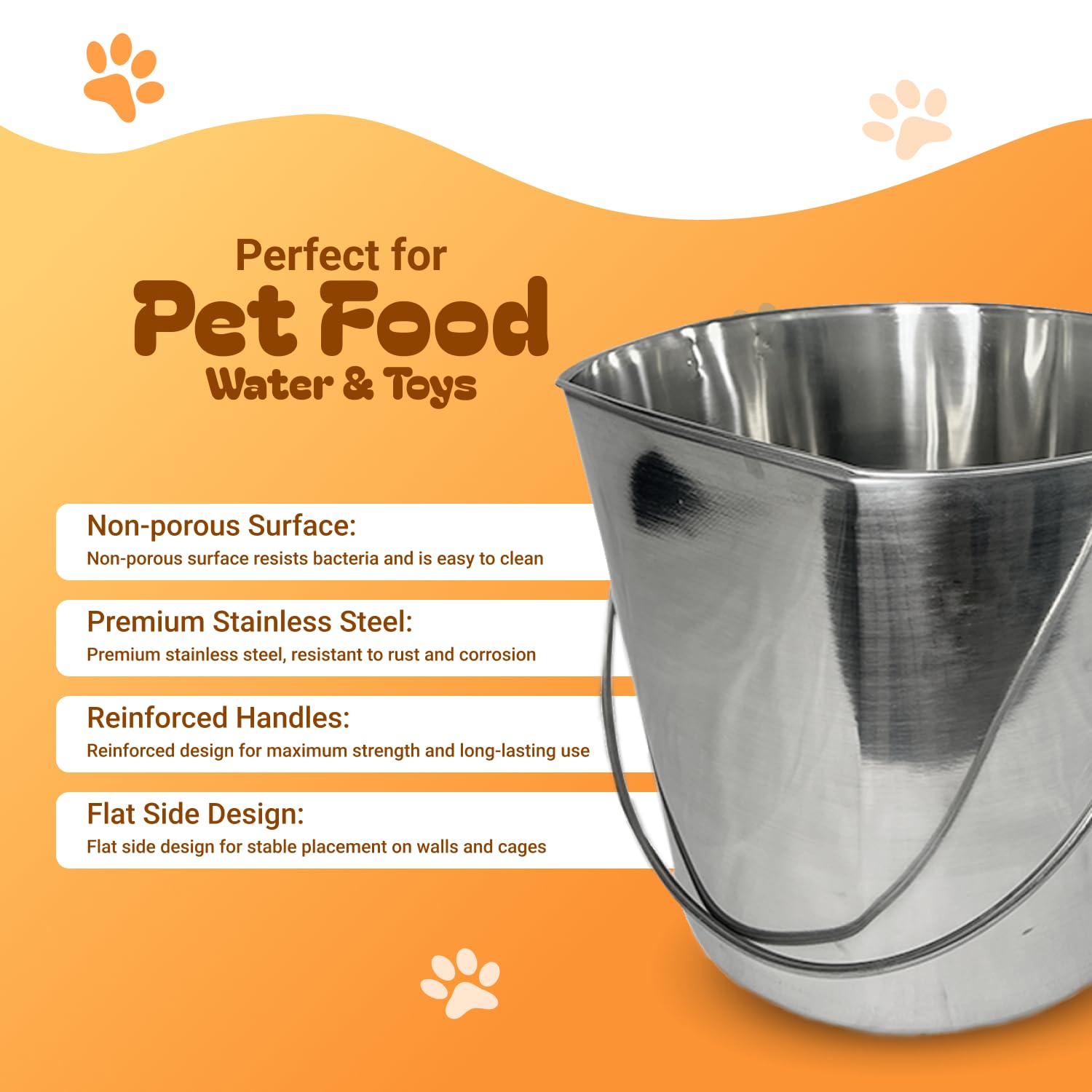 Advance Pet Products seau inox plat, nettoyable au lave-vaisselle.