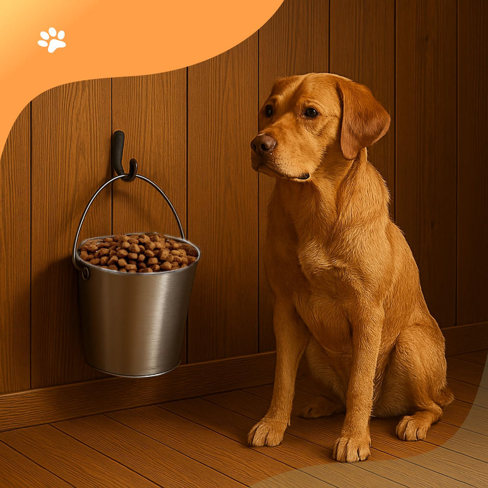 Seau polyvalent pour aliments et eau, adapté chiens et chats.