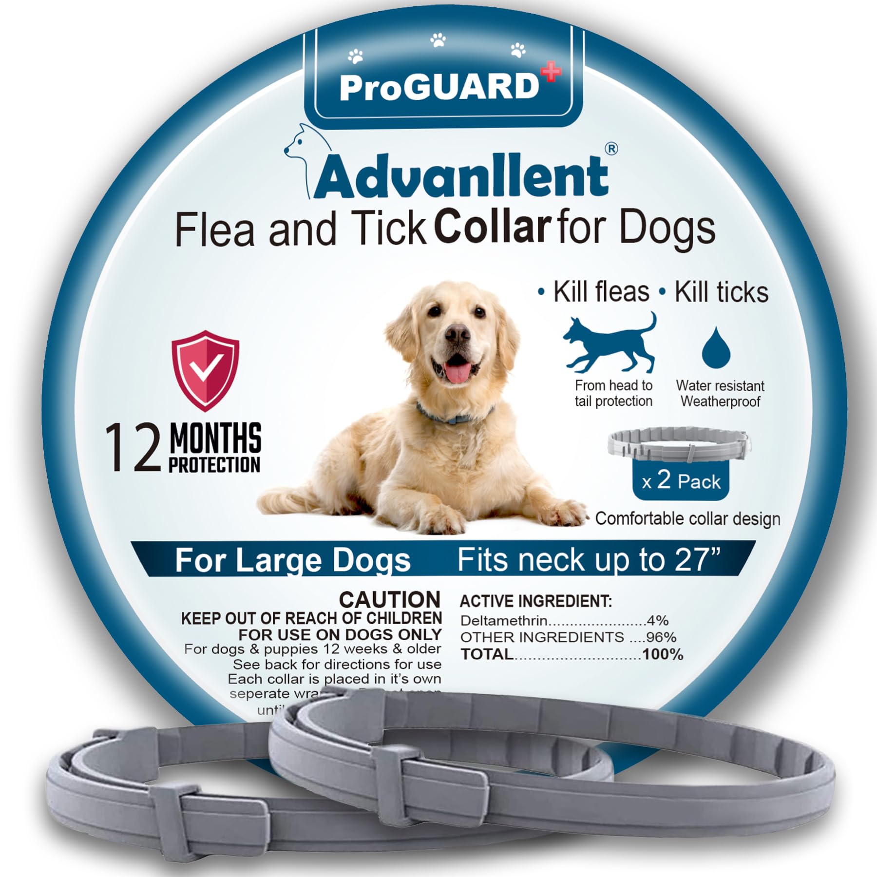 Collier Advanllent anti-puces et tiques pour chien, prévention rapide.