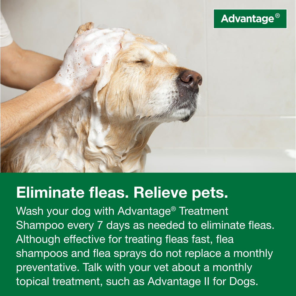 Advantage: emballage-24oz-shampoing-puces-tiques-chien, format économique et pratique.