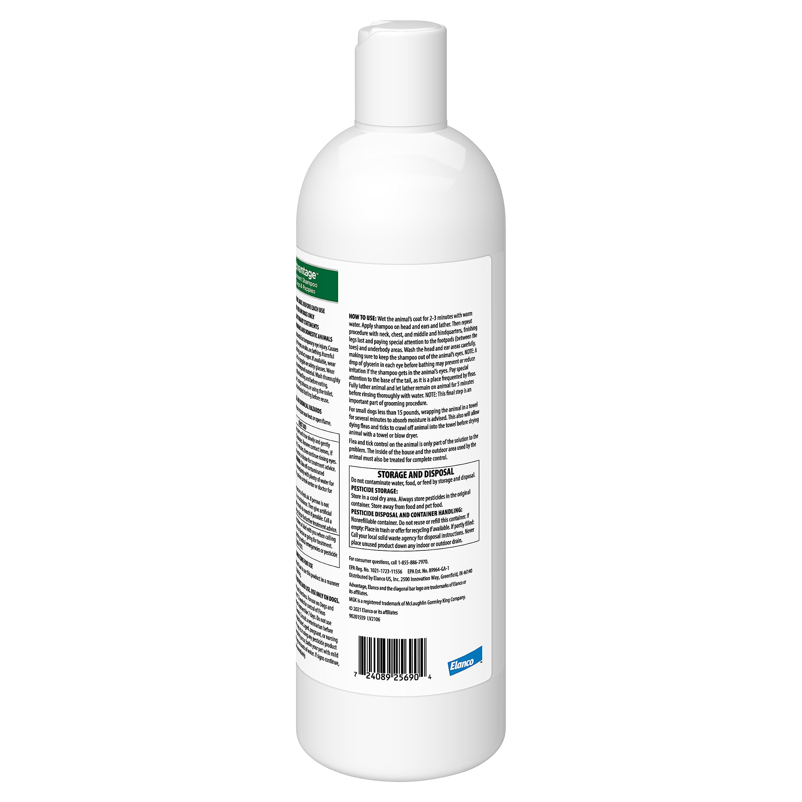 Advantage: mousse-shampoing-puces-tiques-chien, massage généreux pour pelage propre.